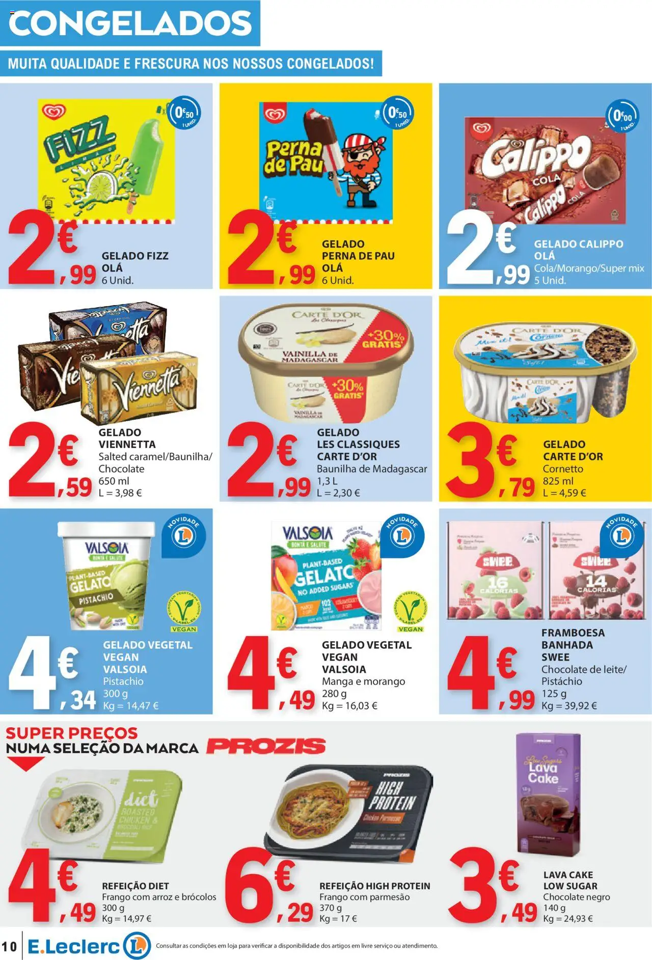 E.Leclerc folheto │ válido de 14.08.2025 | Página: 10 | Produtos: Brócolos, Gelado, Chocolate, Arroz