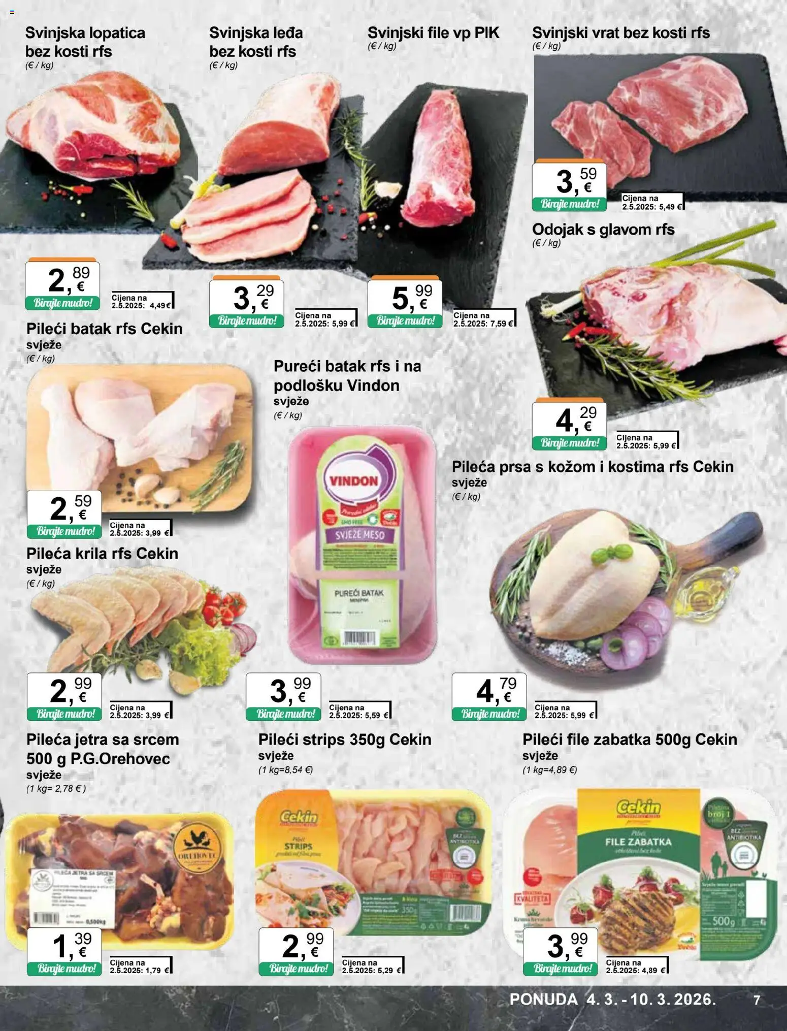 KTC katalog | vrijedi od 04.03.2026 | Stranica: 7 | Proizvodi: Pileća krila, Svinjska lopatica, Meso, Pileća prsa