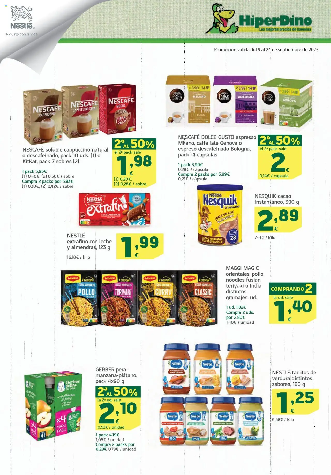HiperDino folleto │ válido desde el 09.09.2025 | Página: 2 | Productos: Leche, Fideos, Manzana, Φρυγανιές σικάλεως
