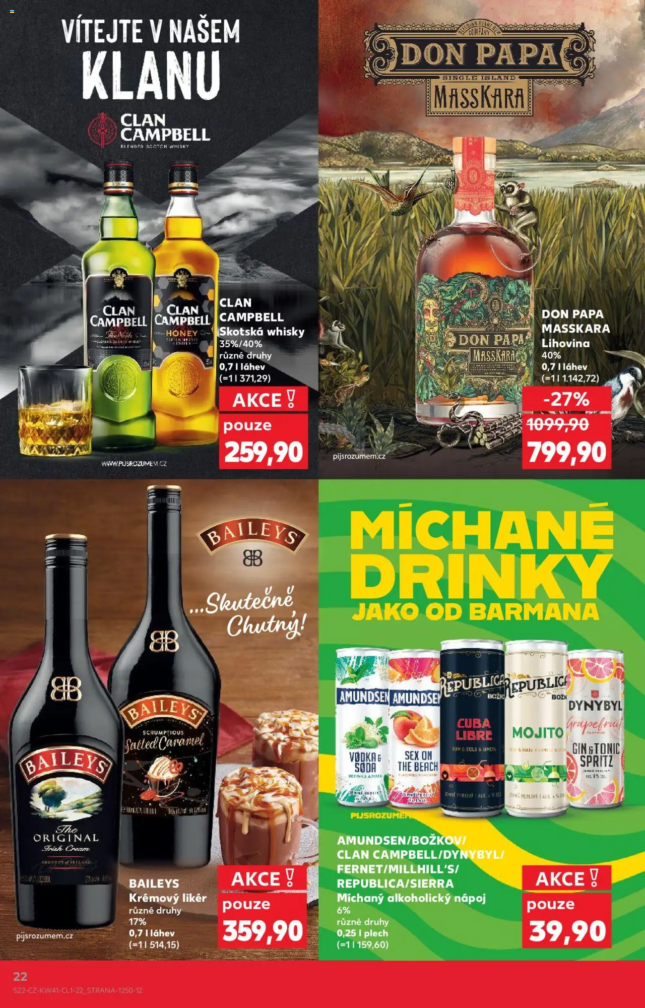 Kaufland leták - Praha 8 od 08.10.2025 | Strana: 22 | Produkty: Rum, Whisky, Tonic, Láhev