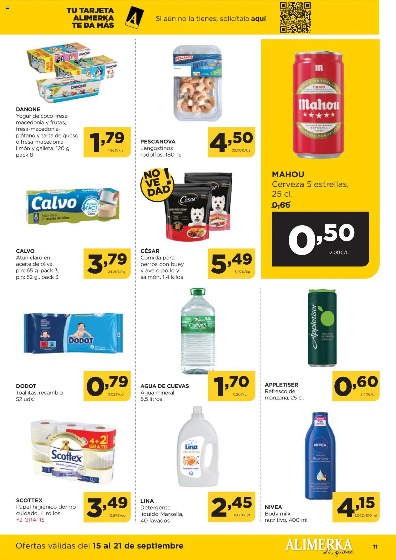 Alimerka folleto Asturias │ válido desde el 15.09.2025 | Página: 11 | Productos: Detergente, Yogur, Aceite, Cerveza