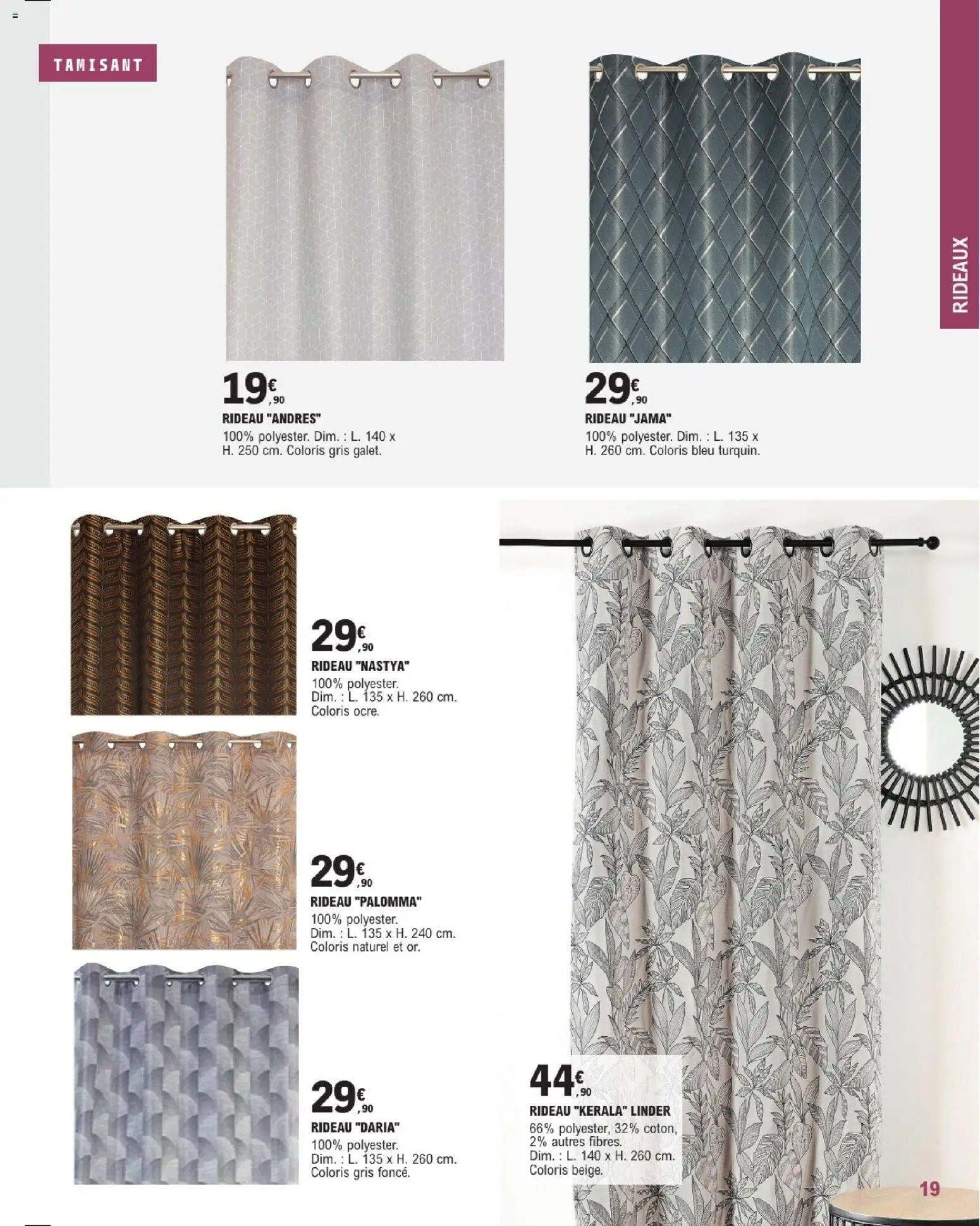{H1} | Page: 19 | Produits: Rideau