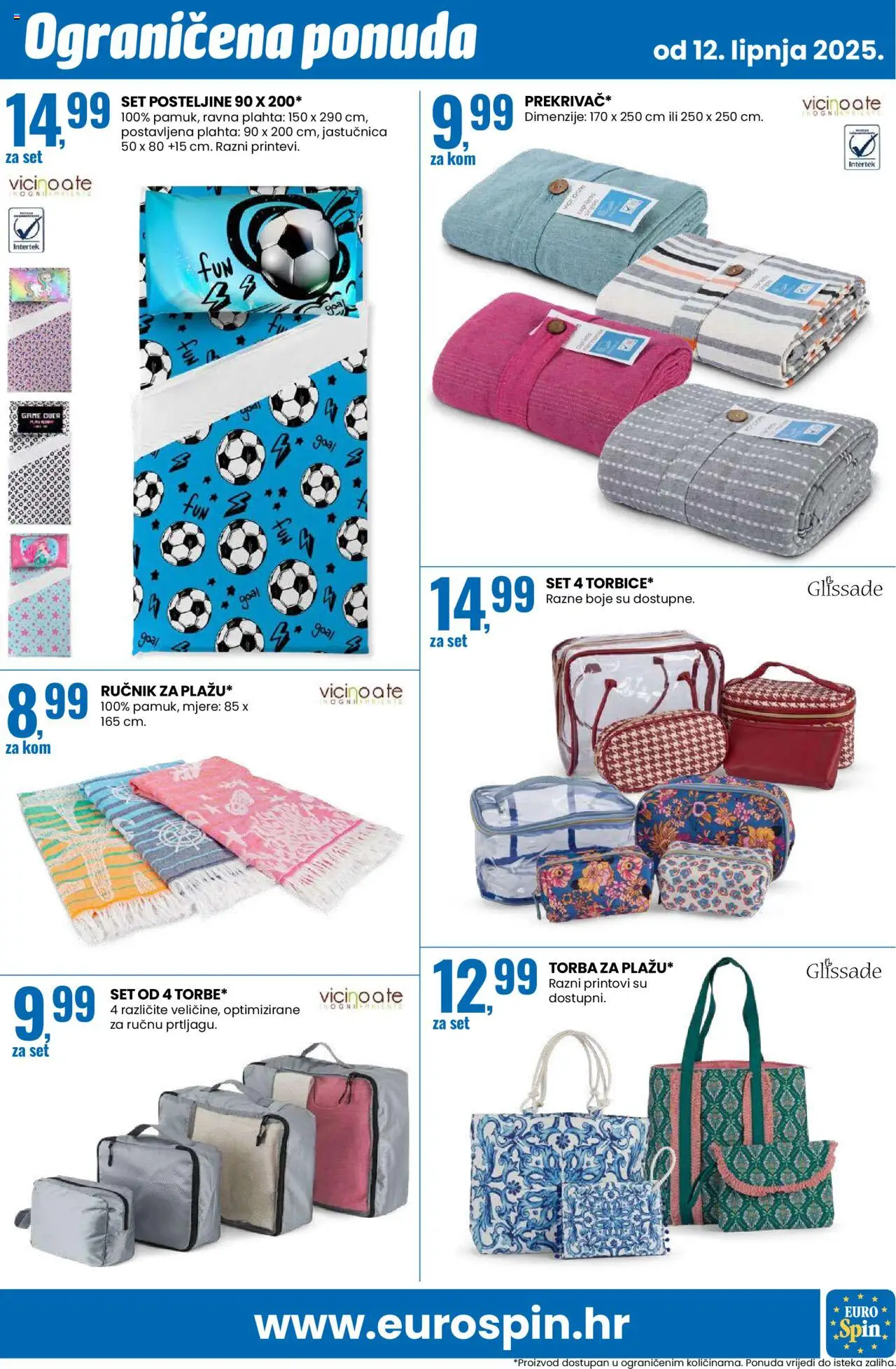 Eurospin katalog | vrijedi od 12.06.2025 | Stranica: 13 | Proizvodi: Ručnik, Jastučnica, Plahta, Torba