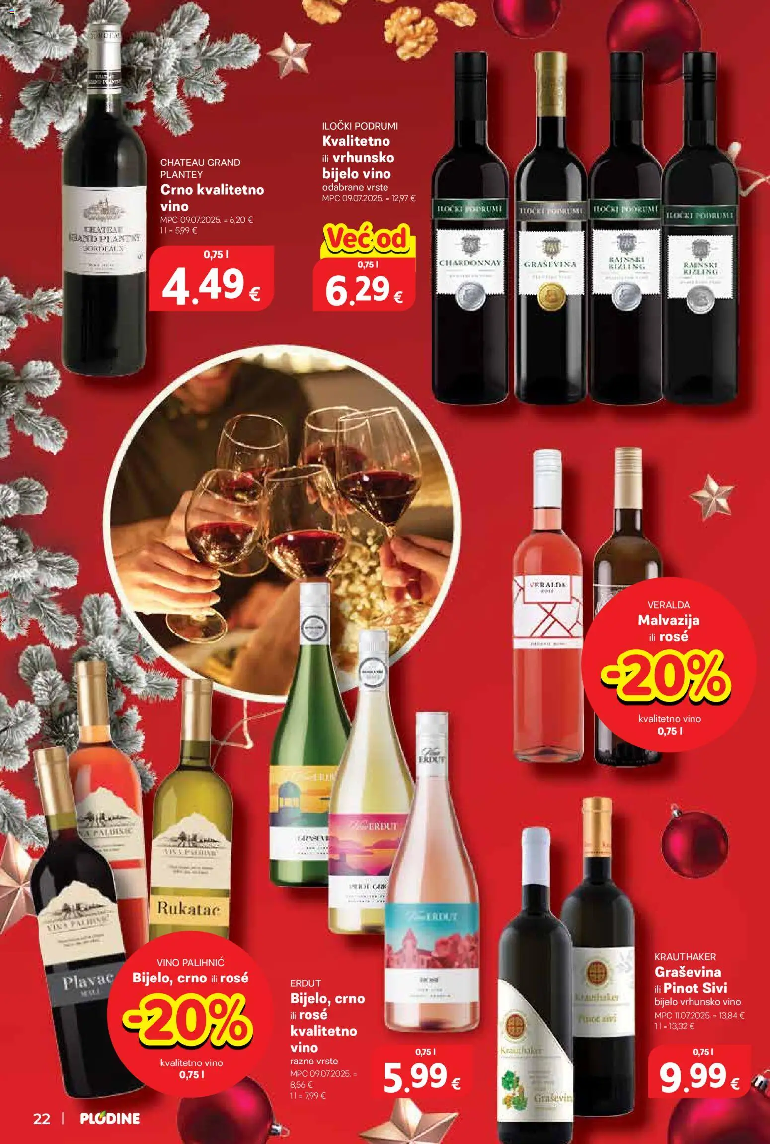 Plodine katalog | vrijedi od 26.11.2025 | Stranica: 22 | Proizvodi: Bijelo vino, Gin, Vino