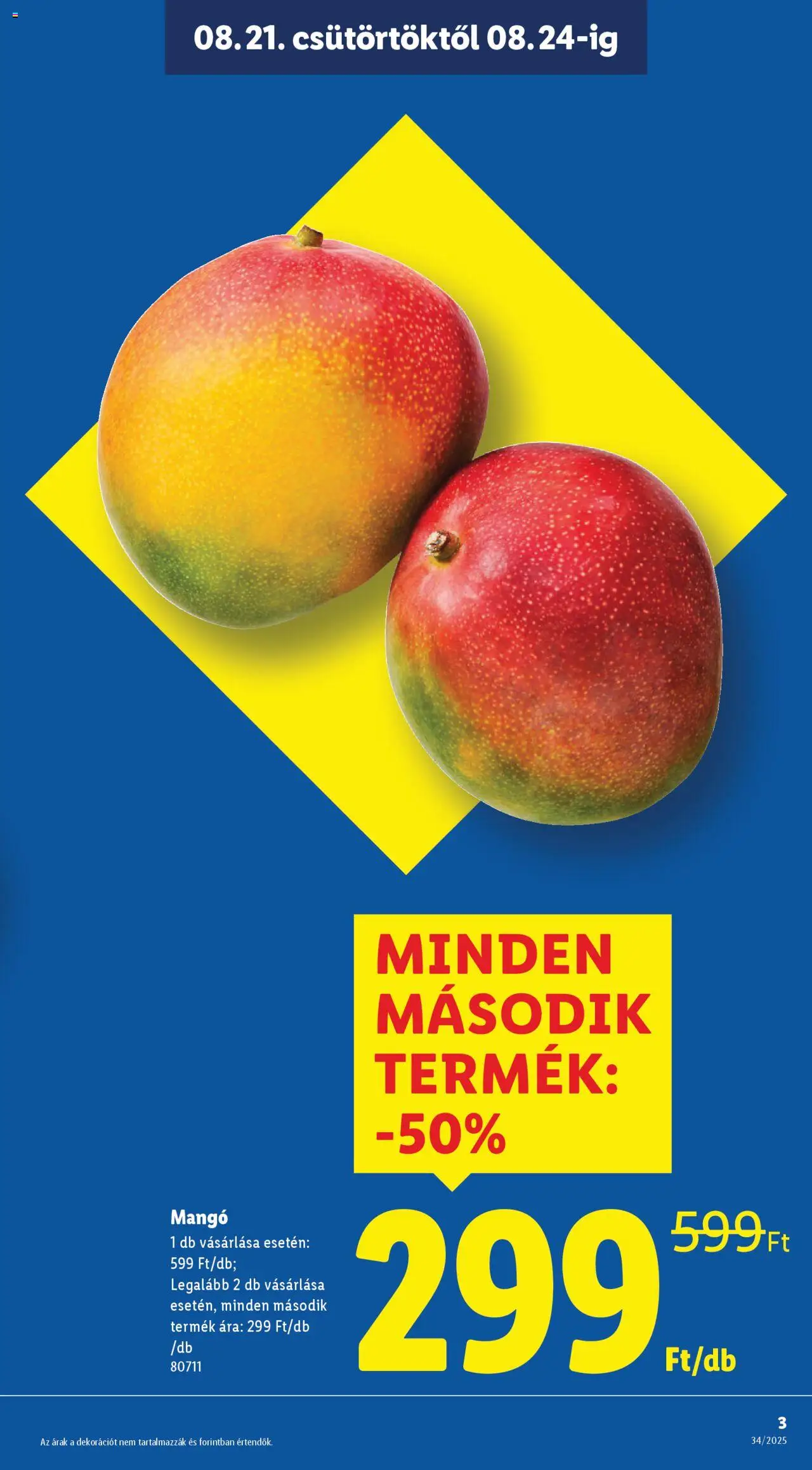 Lidl akciós ujság - amely érvényes a következő dátumtól: 21.08.2025 | Oldal: 3 | Termékek: Mangó
