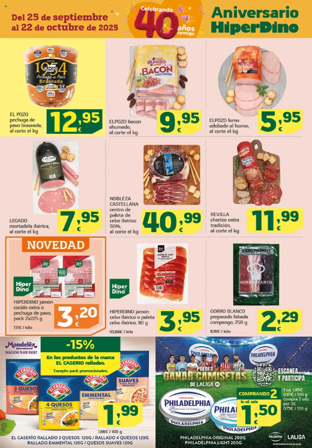 HiperDino folleto │ válido desde el 09.10.2025 | Página: 8 | Productos: Queso, Jamón, Jamón cocido, Mortadela