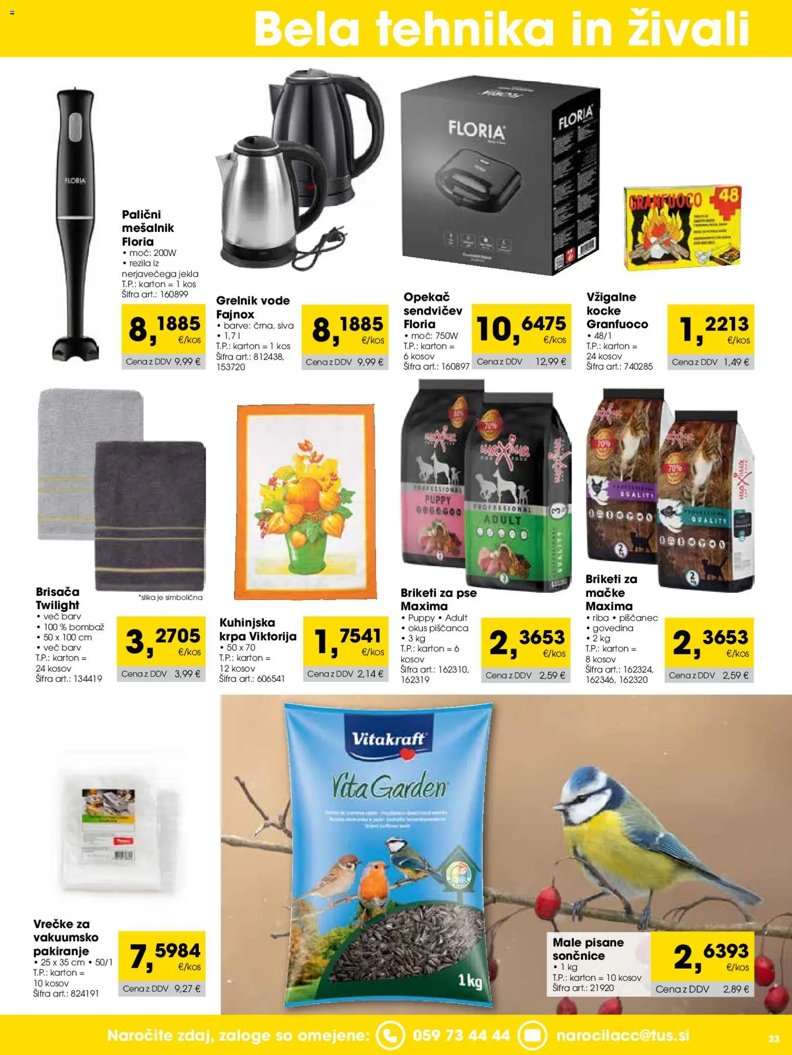 Novi Tuš katalog ponudbe – veljaven od 01.01.2026 | Stran: 23 | Izdelki: Mesalnik, Brisača, Kos, Riba