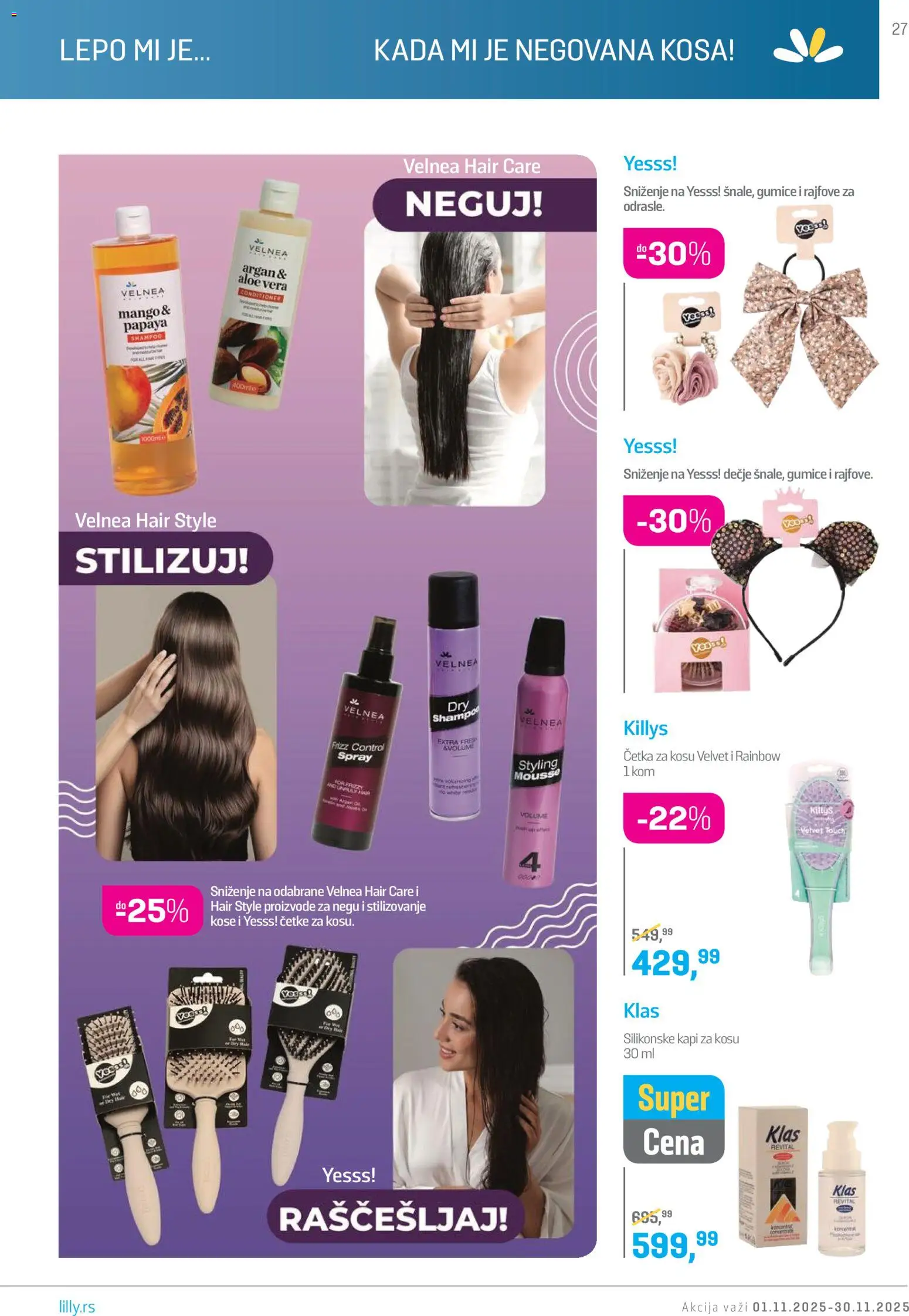 Lilly drogerie katalog - važi od 01.11.2025 | Strana: 27 | Proizvode: Cetka za kosu, Mango, Četka