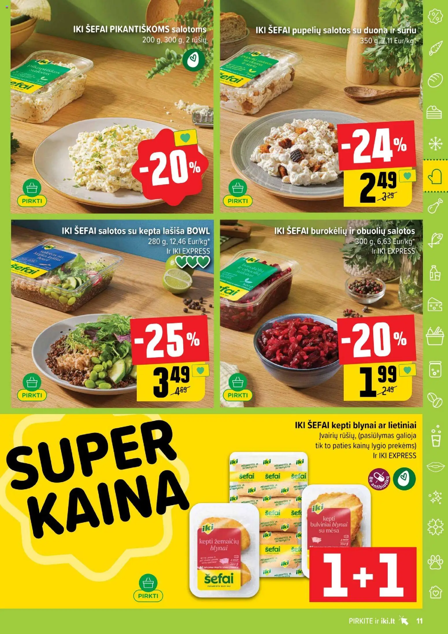 IKI akcijos nuo 01.05.2026 | Puslapis: 11 | Prekių: Salotos, Duona