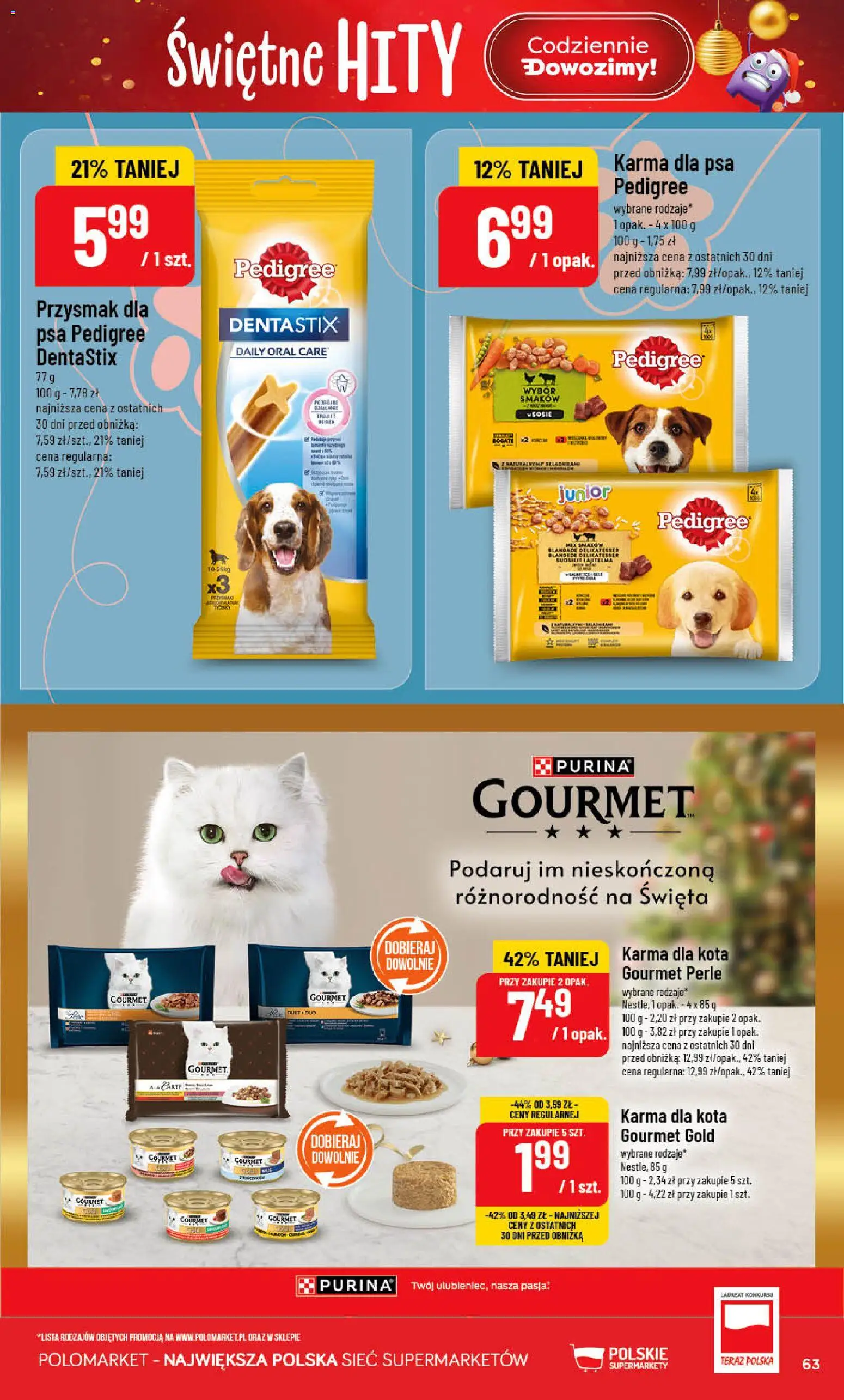 POLOmarket Gazetka od 12.11.2025 | Strona: 63 | Produkty: Pedigree, Karma dla psa pedigree, Karma dla kota, Karma dla psa