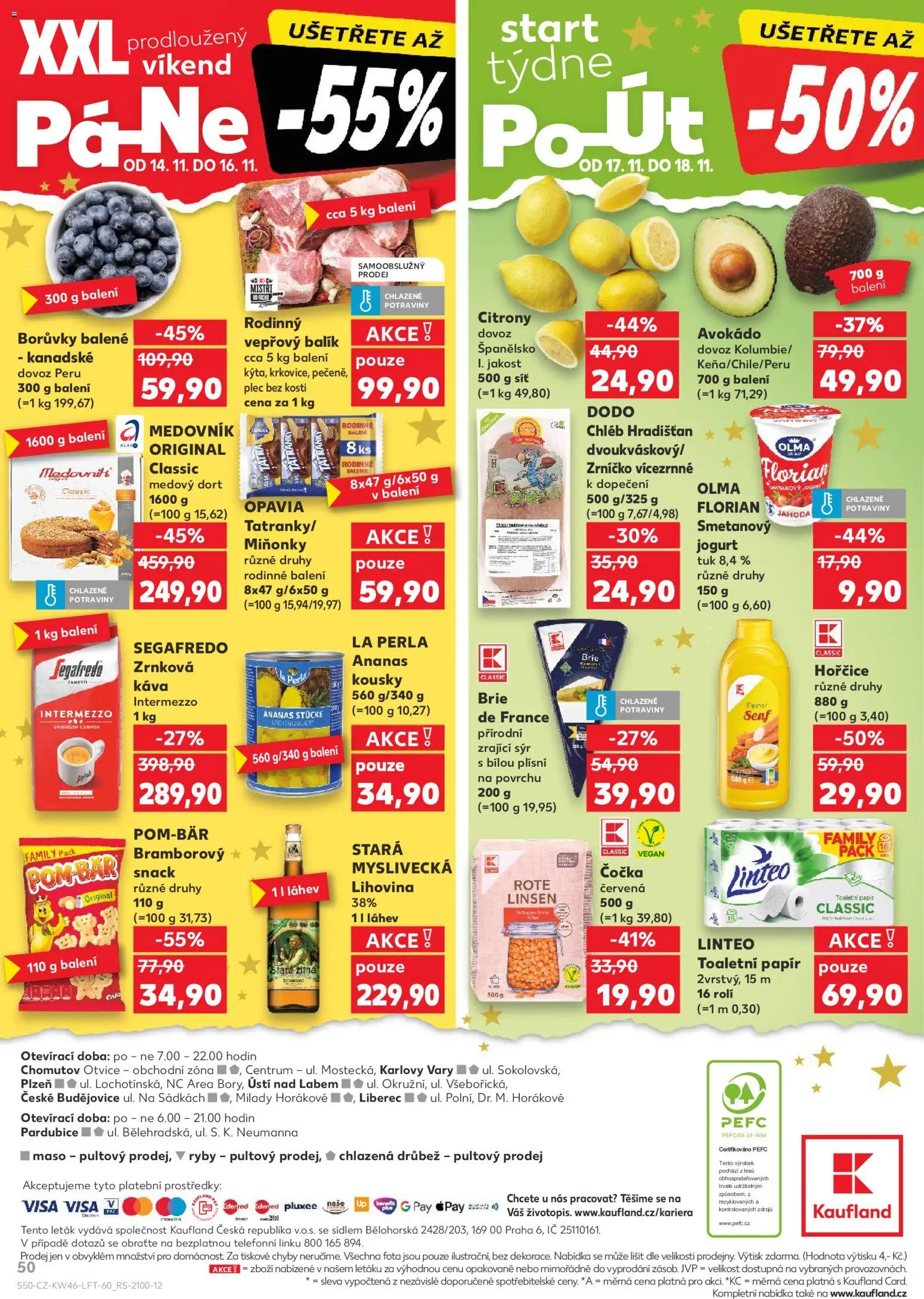 Kaufland leták - Plzeň Bory od 12.11.2025 | Strana: 50 | Produkty: Smetanový jogurt, Jogurt, Zrnková káva, Dort