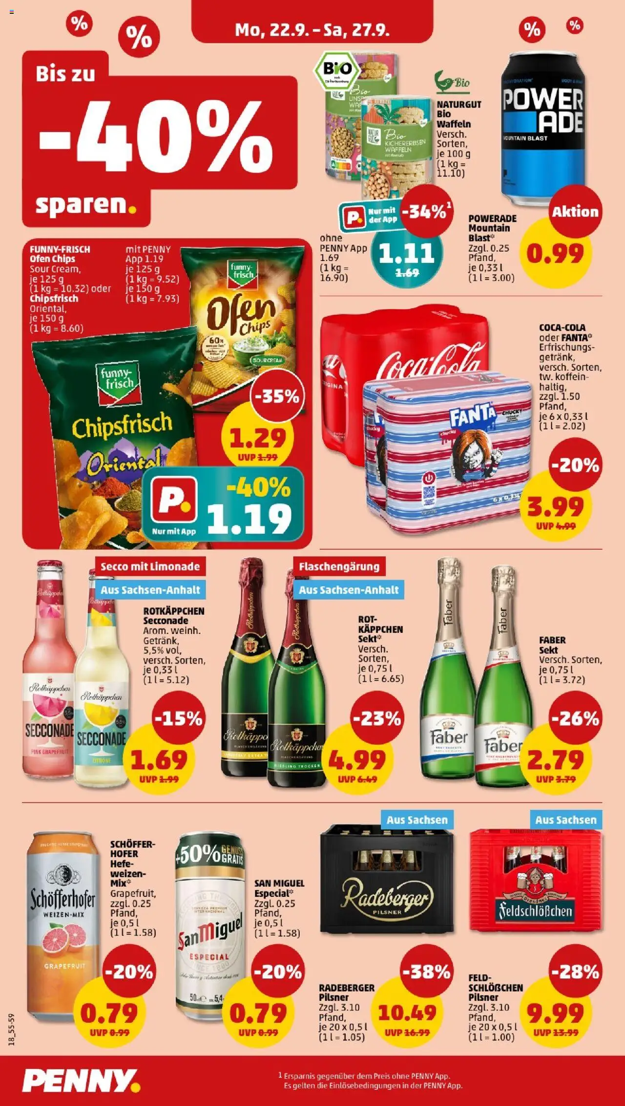 Penny - Sachsen  – gültig ab 22.09.2025 | Seite: 20 | Produkte: Ofen, Fanta, Cola, Chips