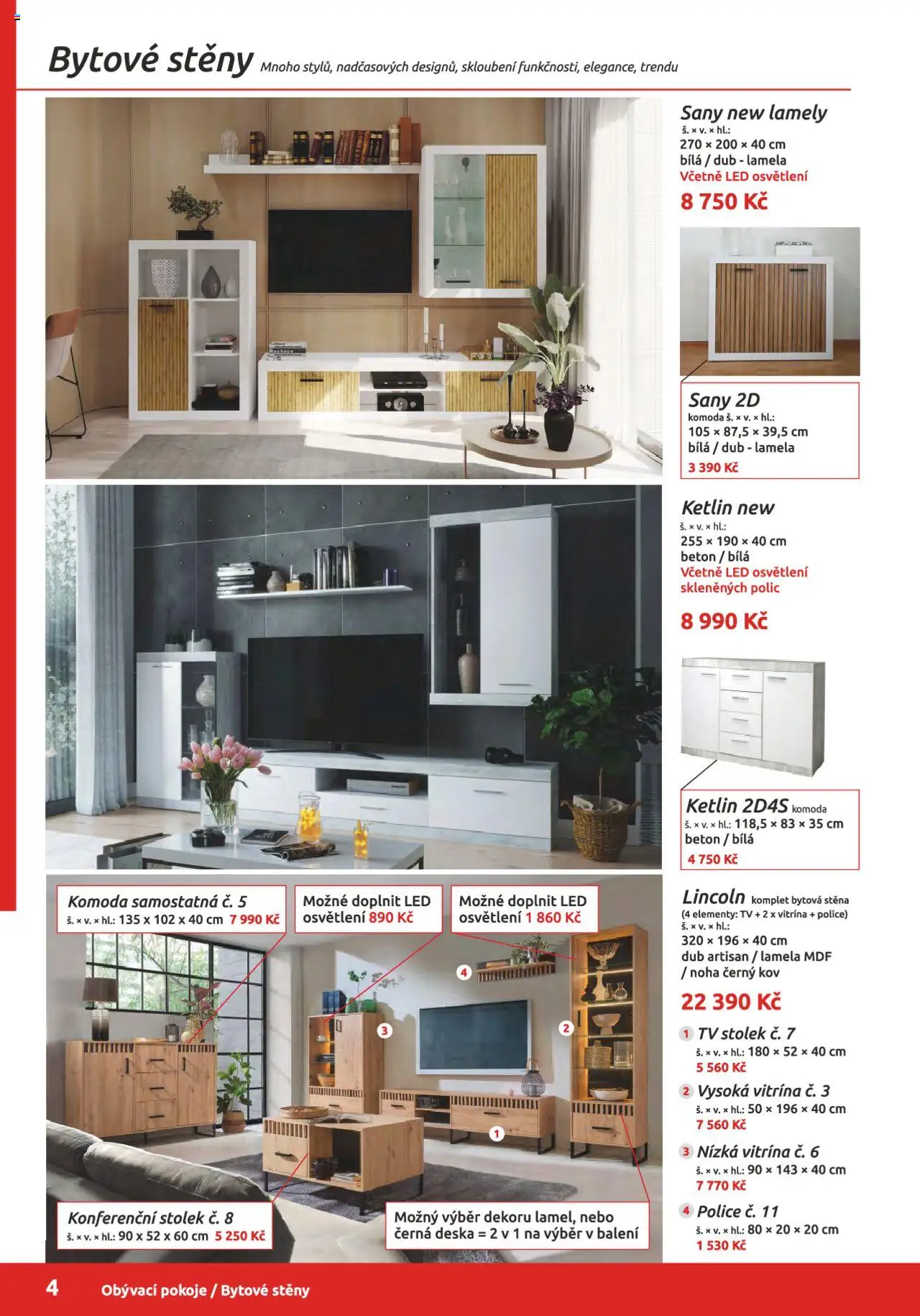 ORFA nábytek katalog 2024-2025 od 15.08.2024 | Strana: 4 | Produkty: Tv, Komoda, Police, LED