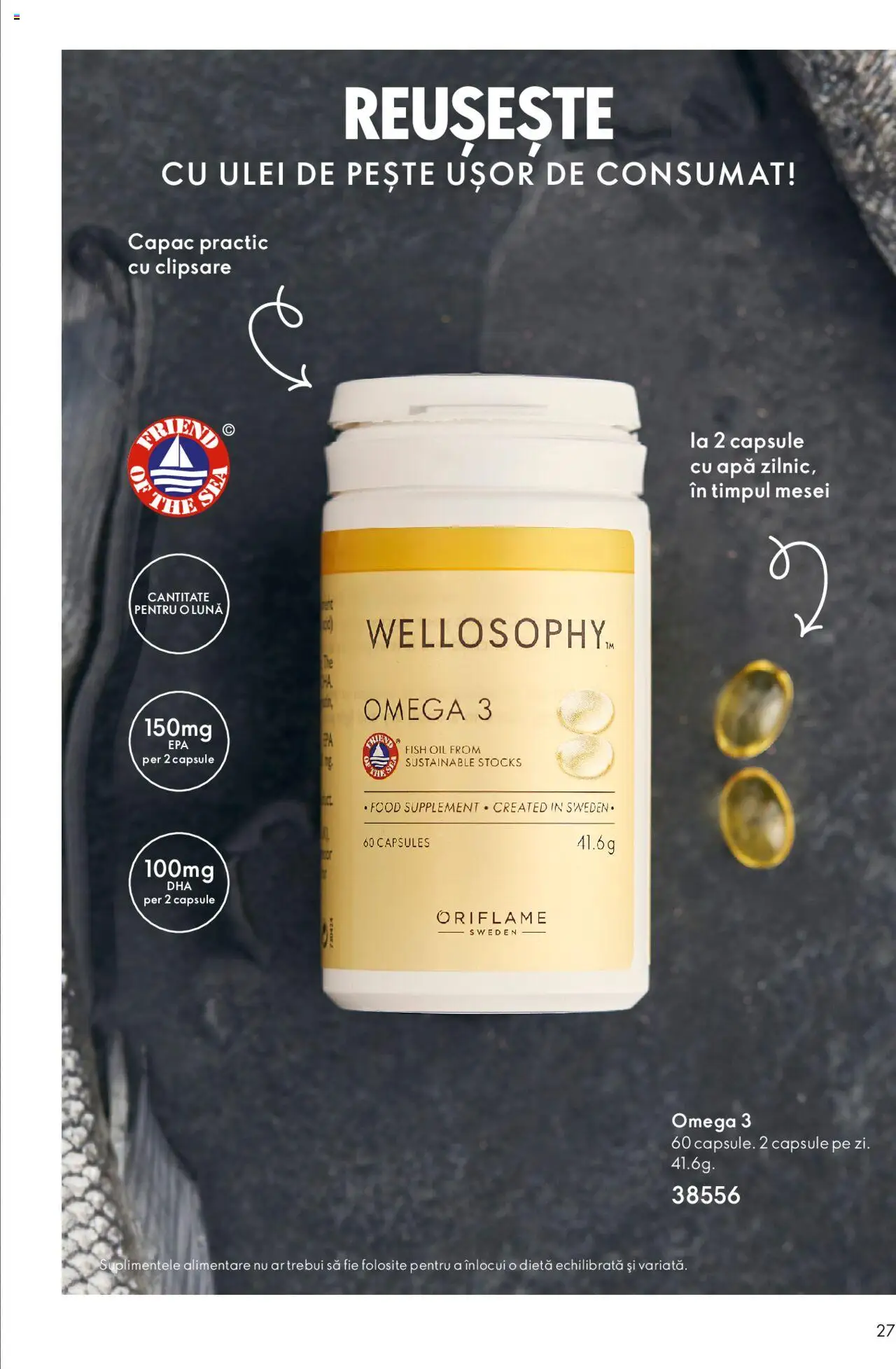 Oriflame catalog - Wellosophy – valabil de la 31.10.2023 | Pagină: 27 | Produse: Ulei, Pește, Apă