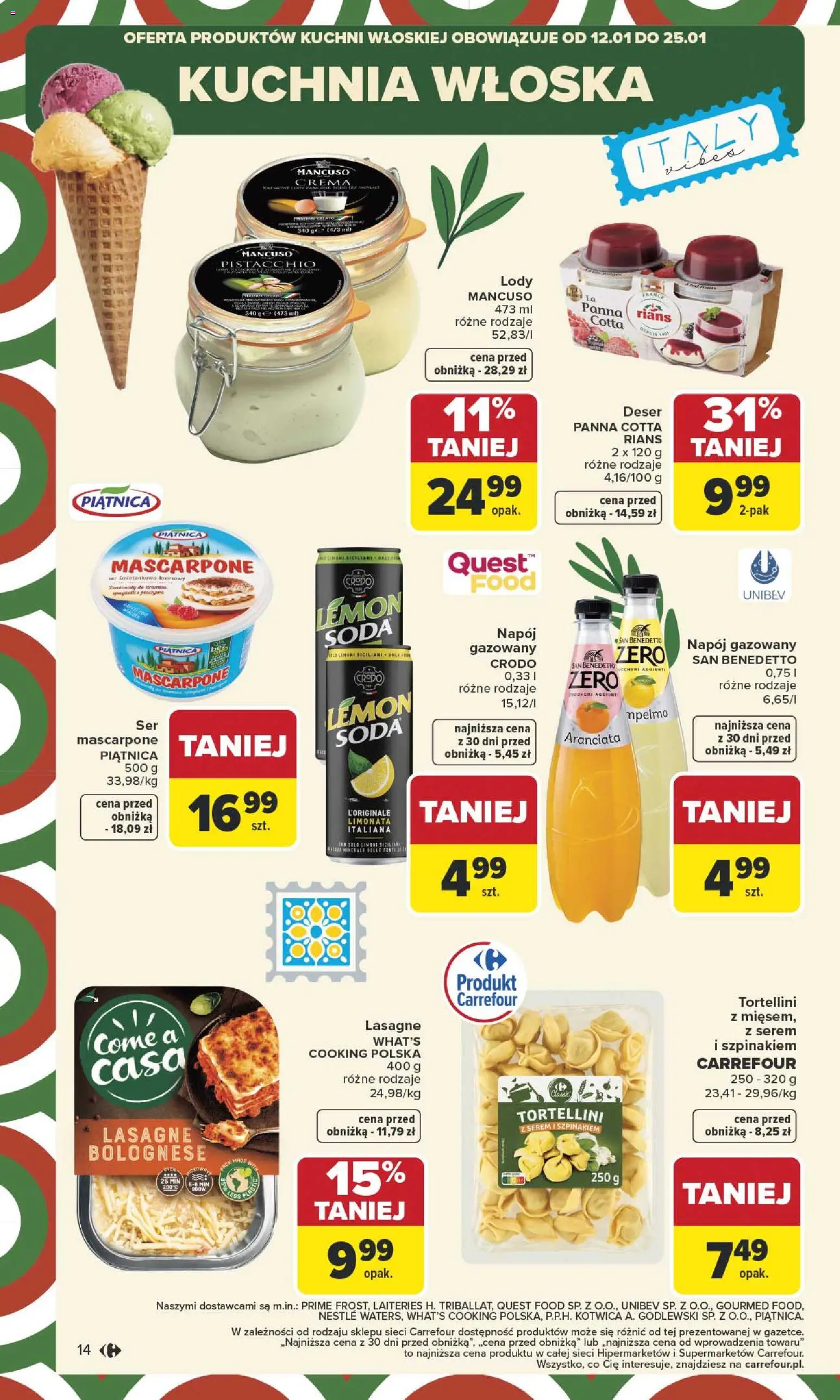 Carrefour Gazetka od 12.01.2026 | Strona: 16 | Produkty: Tortellini, Lasagne, Mascarpone, Ser