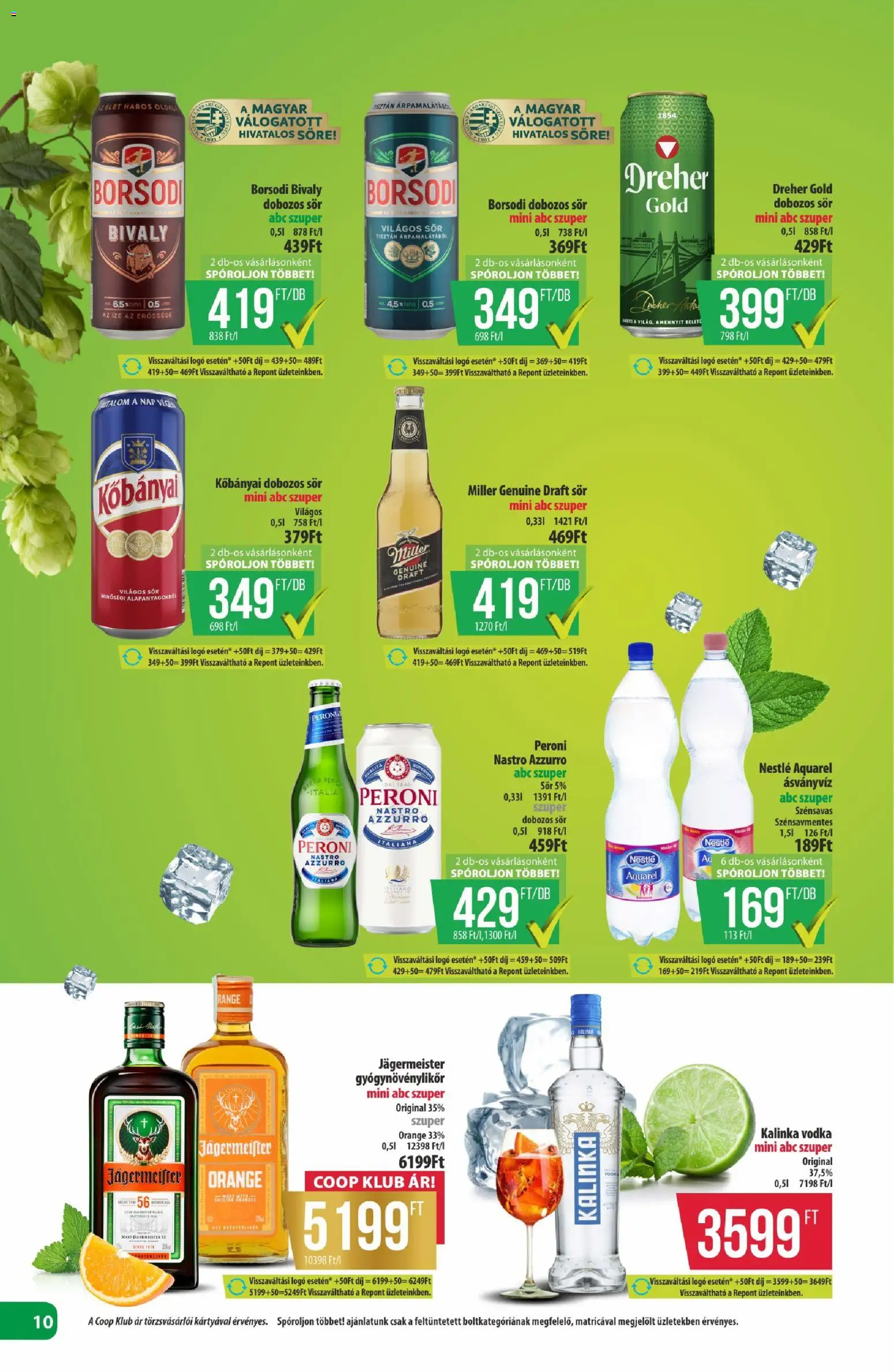 COOP akciós ujság - amely érvényes a következő dátumtól: 16.04.2026 | Oldal: 10 | Termékek: Jägermeister, Čia semenke, Dobozos sör, Vodka