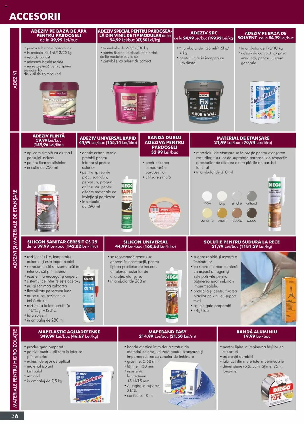 Noul catalog Diego – valabil de la 01.04.2024 | Pagină: 36 | Produse: Parchet, Priză, Adeziv, Absorbante