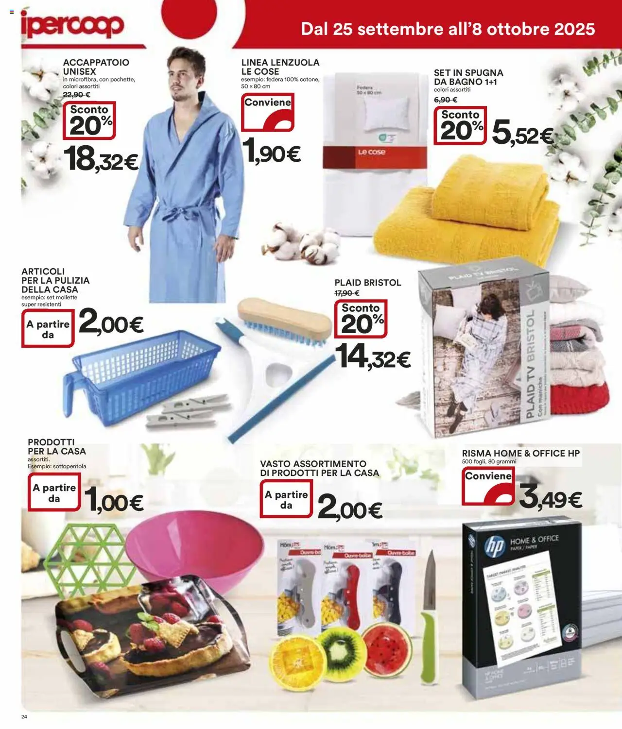 Volantino Ipercoop del 25.09.2025 | Pagina: 24 | Prodotti: Spugna, Accappatoio, Federa, Lenzuola