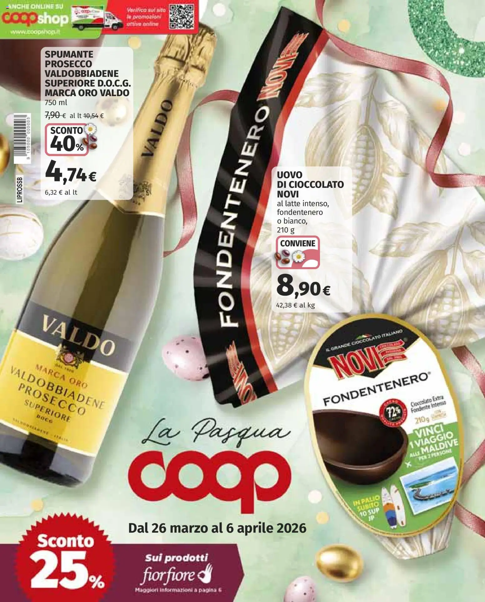 Volantino COOP del 26.03.2026 | Pagina: 1 | Prodotti: Cioccolato, Prosecco, Latte, Spumante