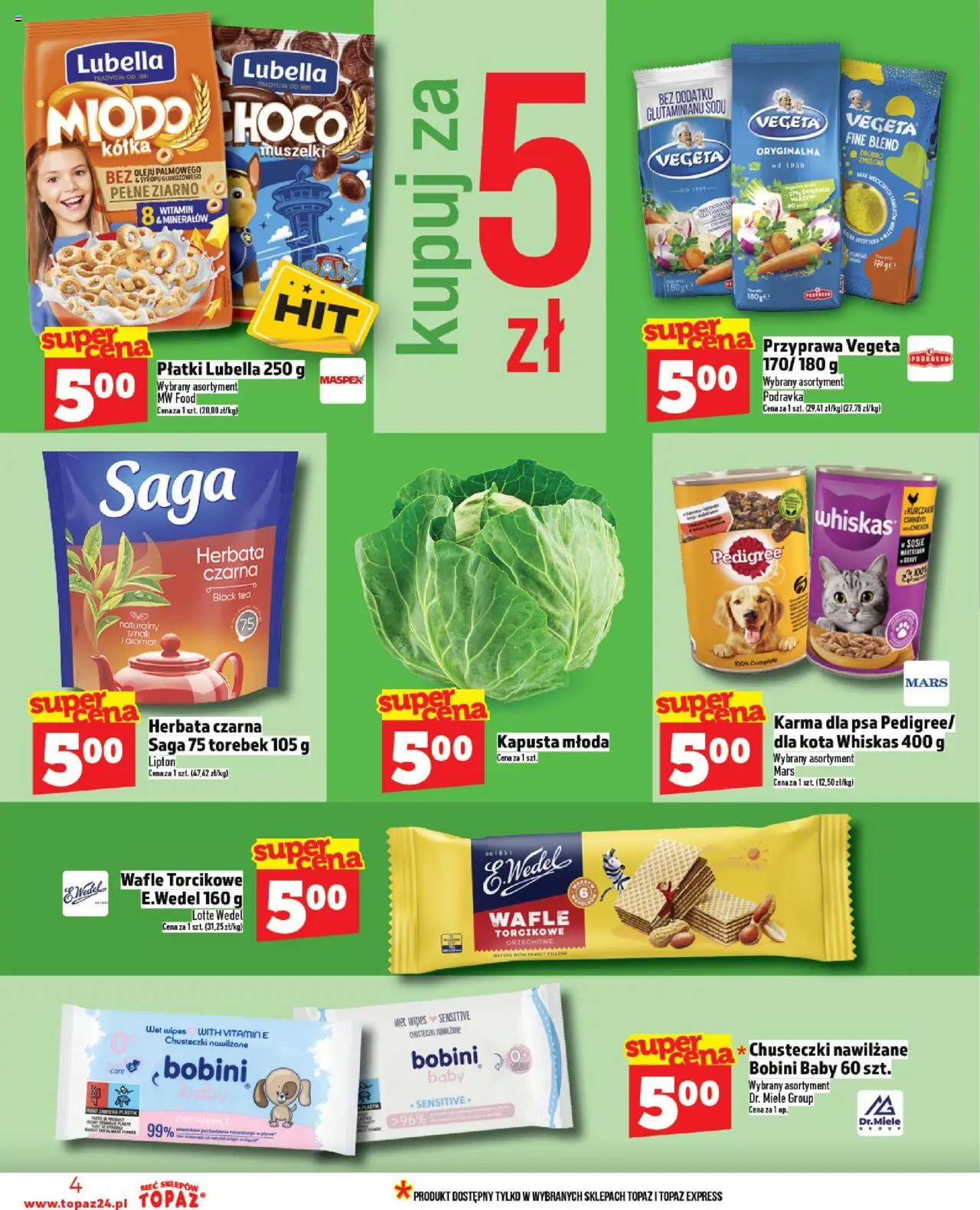 Topaz Gazetka od 14.08.2025 | Strona: 4 | Produkty: Kapusta, Karma dla psa, Herbata, Płatki