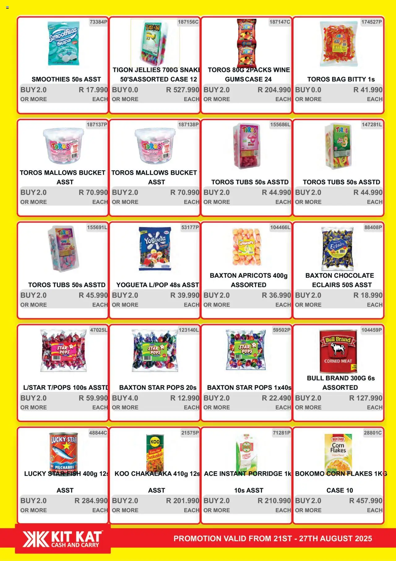 KIT KAT Cash & Carry Weekly Traders Special │ valid from 21.08.2025 | Page: 4 | Products: Corn, Corned meat, Chocolate, Flakes