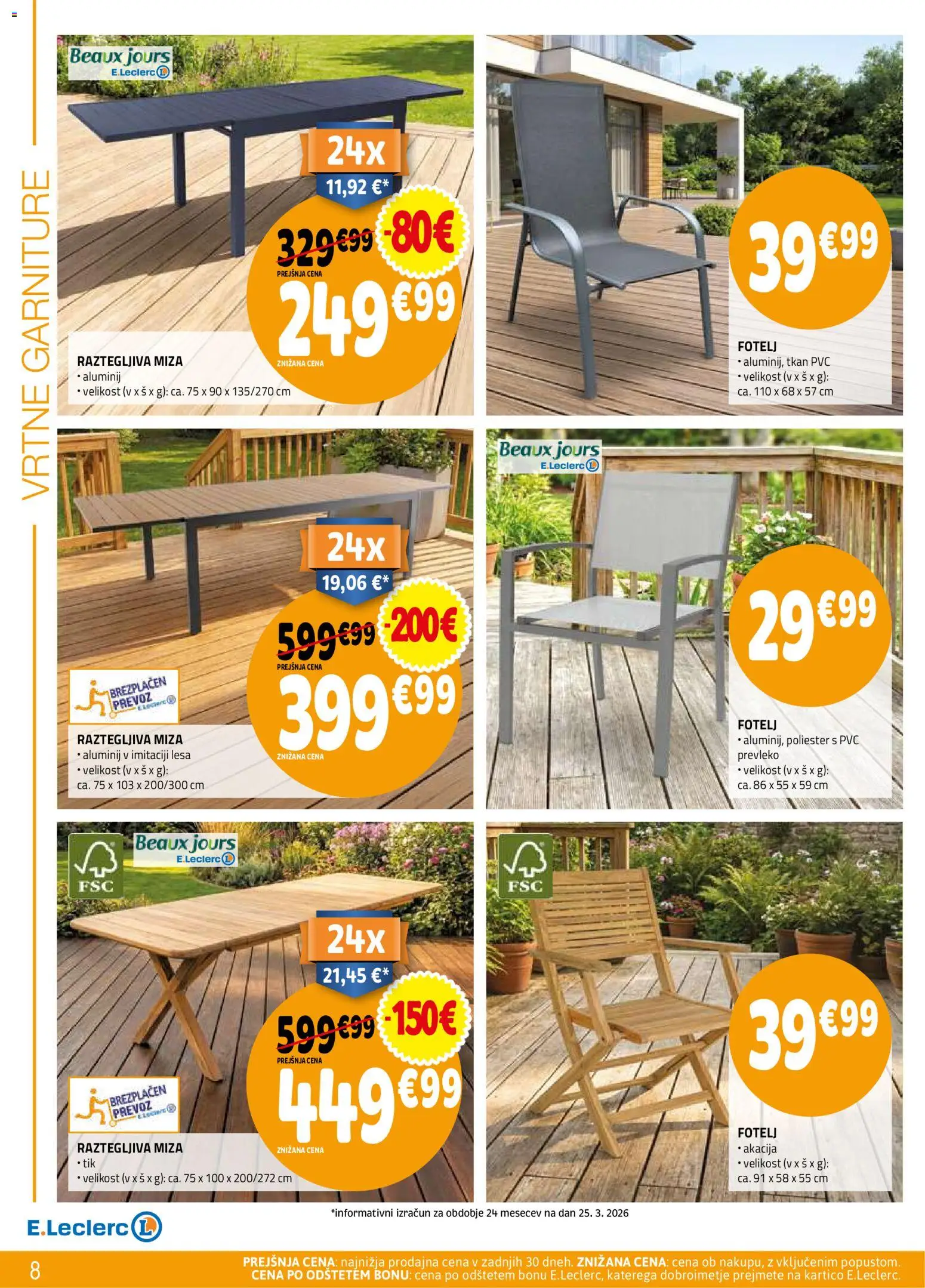 Novi E.leclerc katalog ponudbe – veljaven od 08.04.2026 | Stran: 8 | Izdelki: Fotelj, Miza