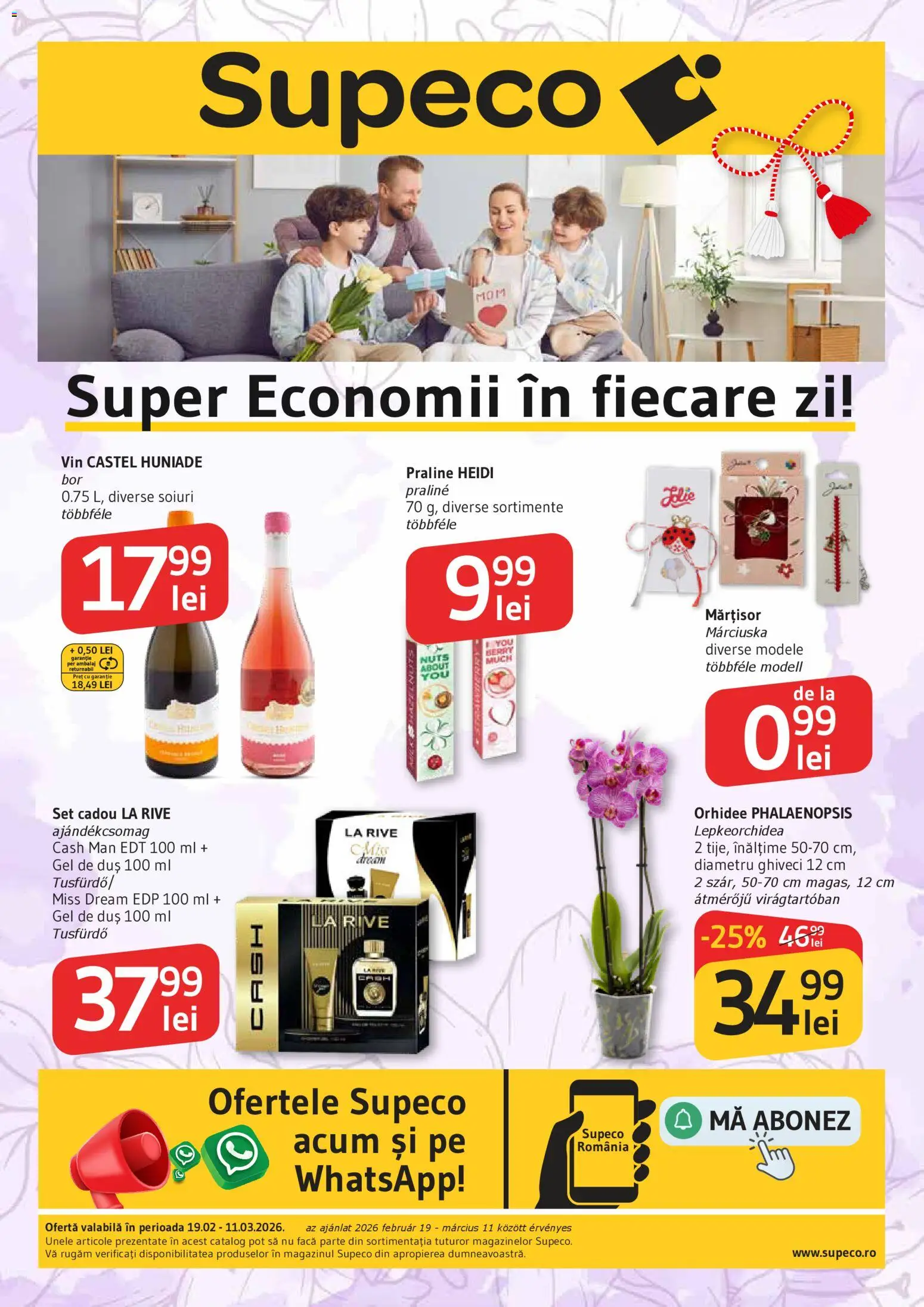 Noul catalog Supeco – valabil de la 19.02.2026 | Pagină: 1 | Produse: Orhidee, Duș, Praline, Vin