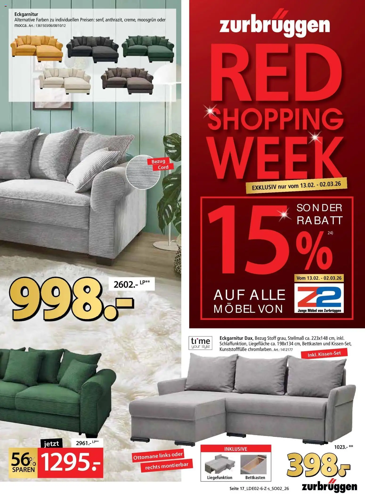 Zurbrüggen - Zurbrüggen: Red Shopping Week – gültig ab 13.02.2026 | Seite: 17