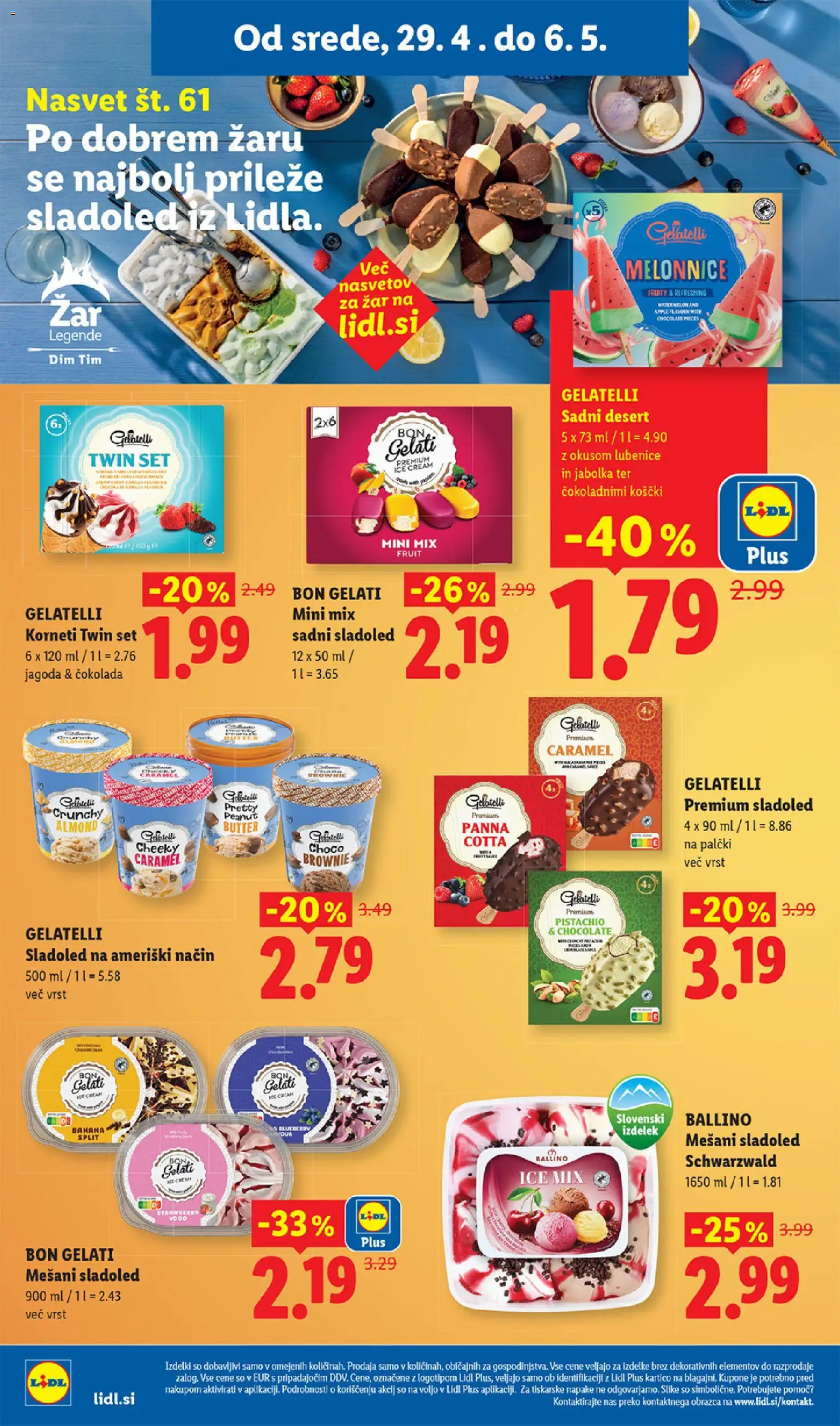 Novi Lidl katalog ponudbe – veljaven od 29.04.2026 | Stran: 20 | Izdelki: Cokolada, Jabolka, Sladoled, Lubenice