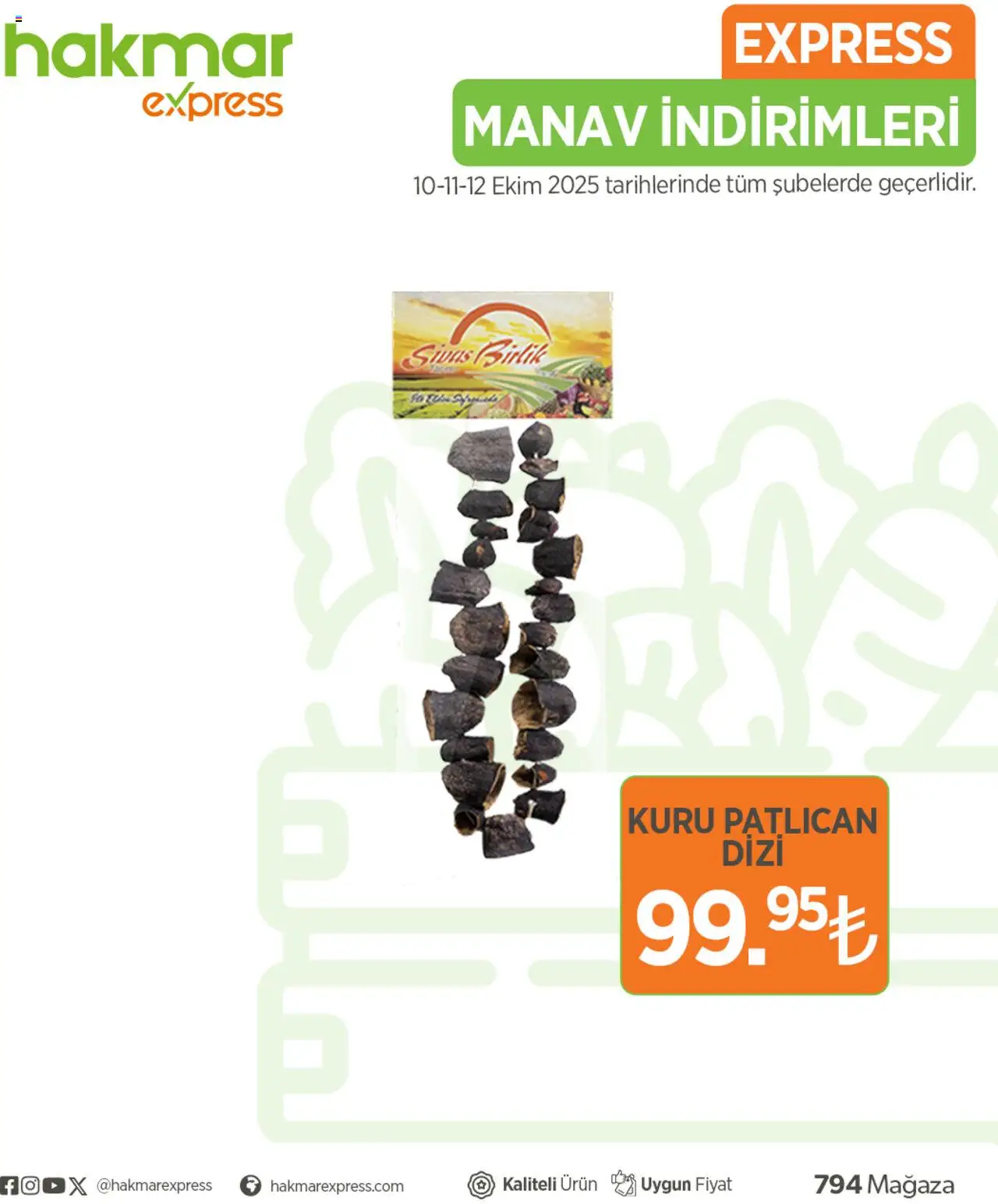 Hakmar Express Sebze ve meyve - 10.10.2025 tarihinden itibaren geçerlidir | Sayfa: 9 | Ürünler: Patlıcan