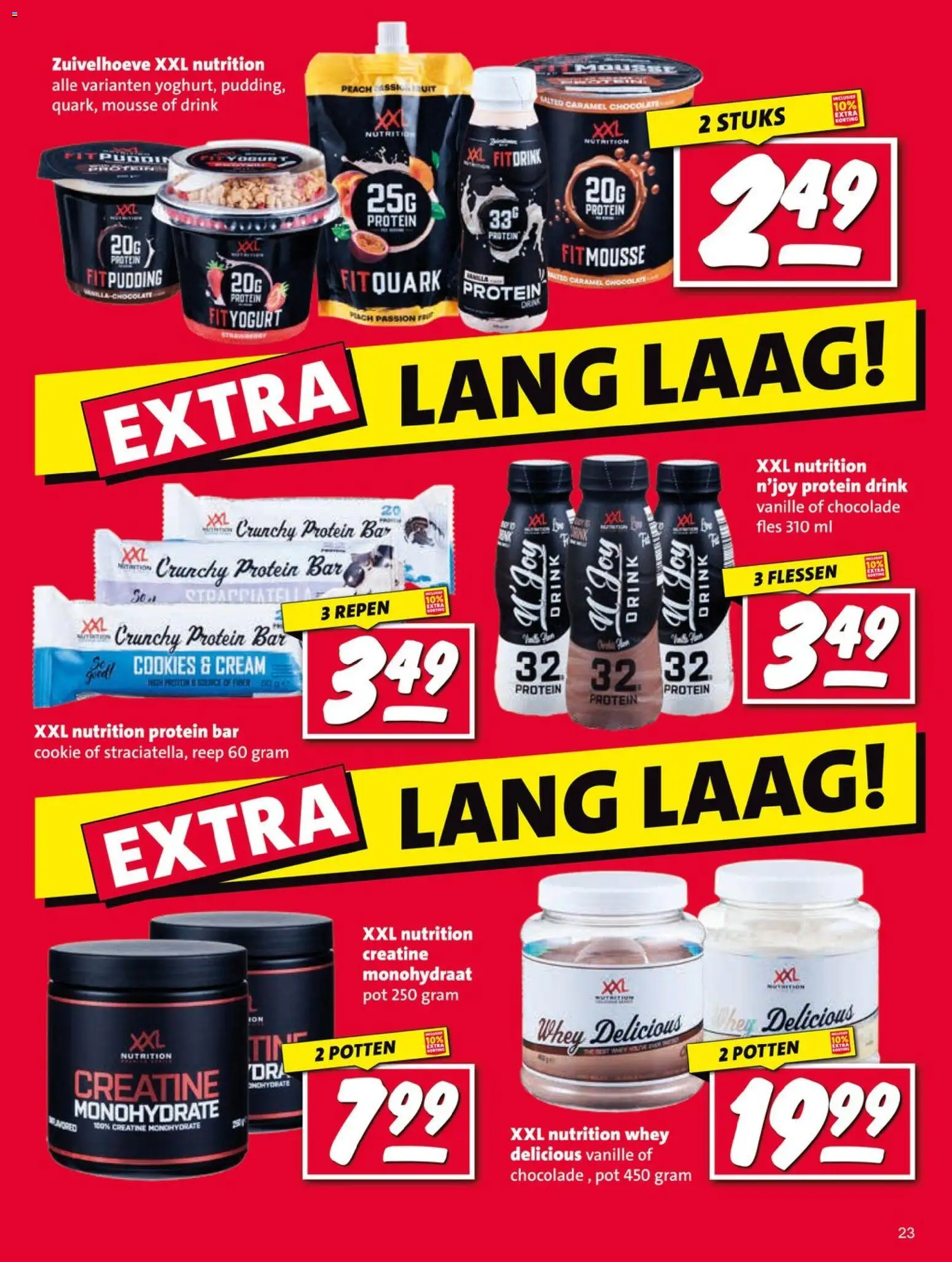 {H1} | Pagina: 23 | Producten: Chocolade, Pot, Fles, Whey