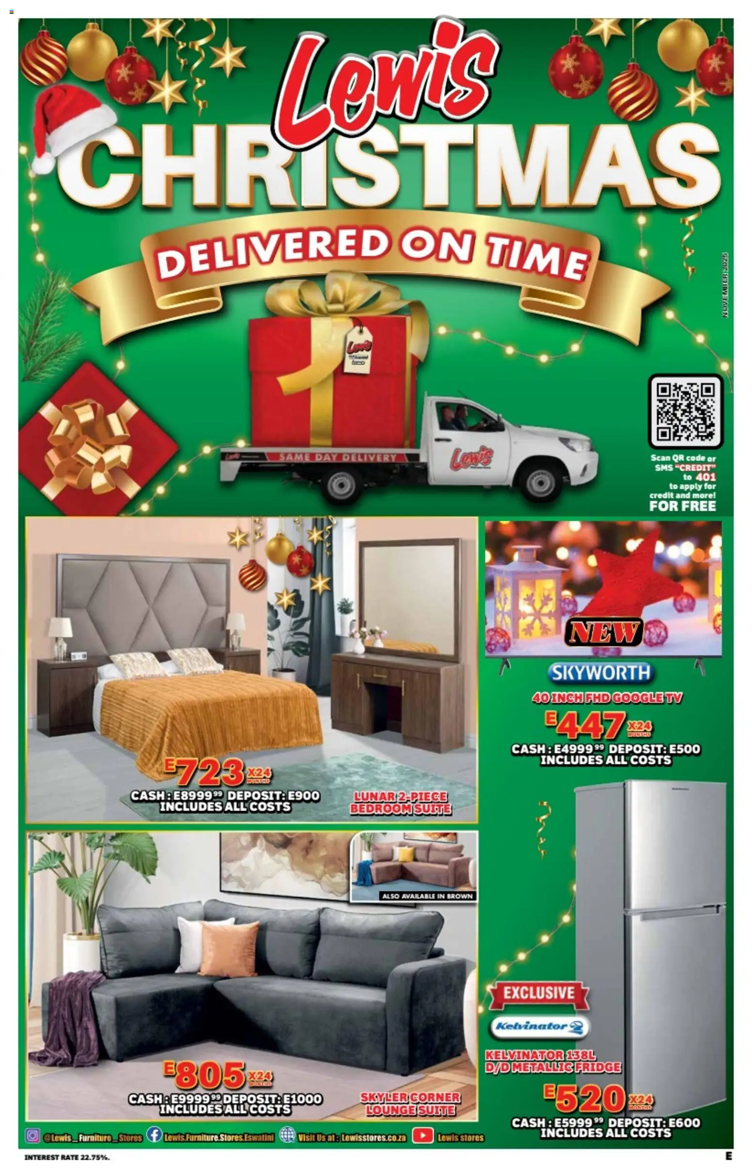 New Lewis Stores catalogue – valid from 10.11.2025 | Page: 1 | Products: TV, Fridge, Lounge suite