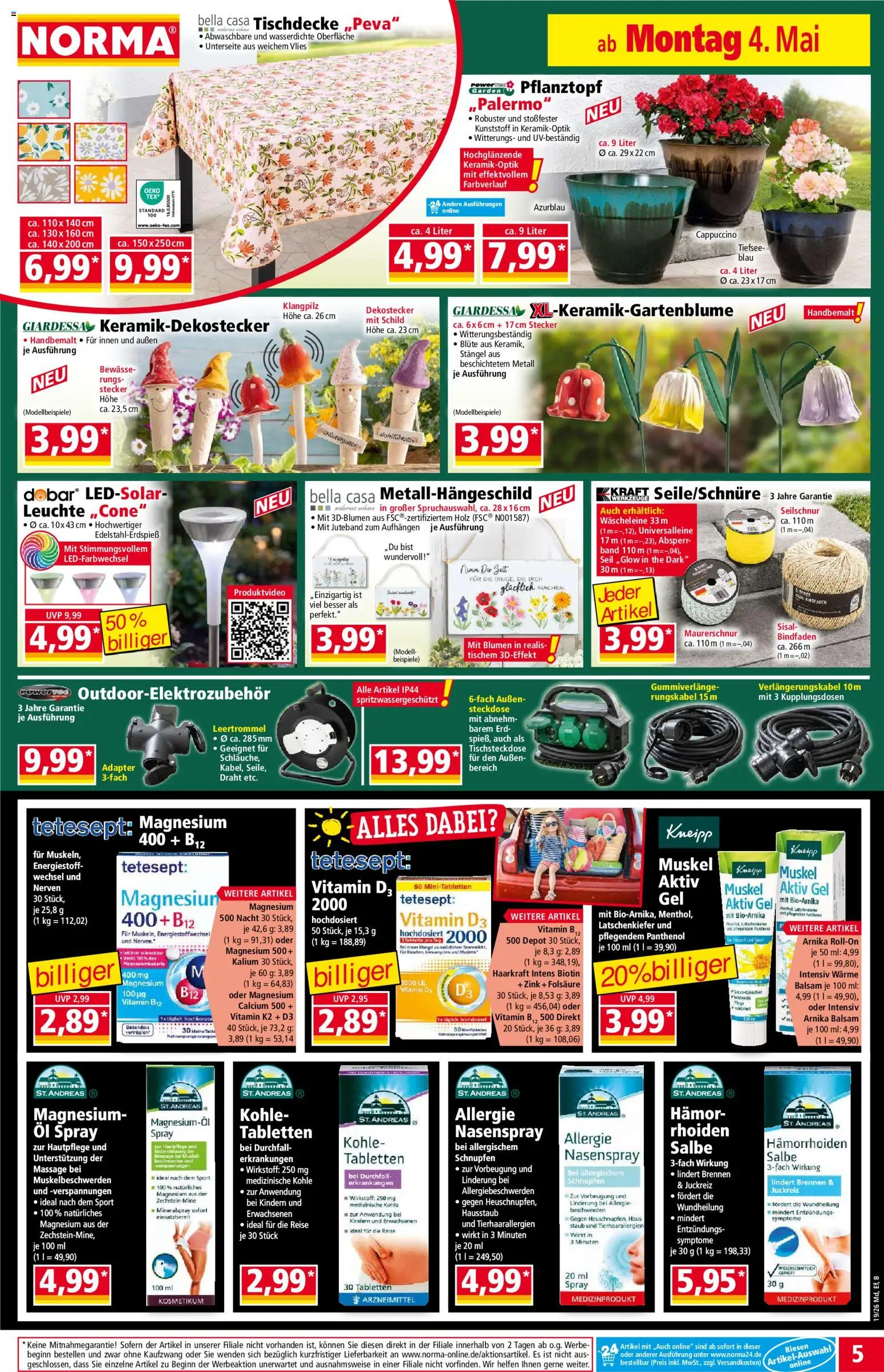 Norma Prospekt 	 – gültig ab 04.05.2026 | Seite: 5 | Produkte: Adapter, Öl, Steckdose, Blumen