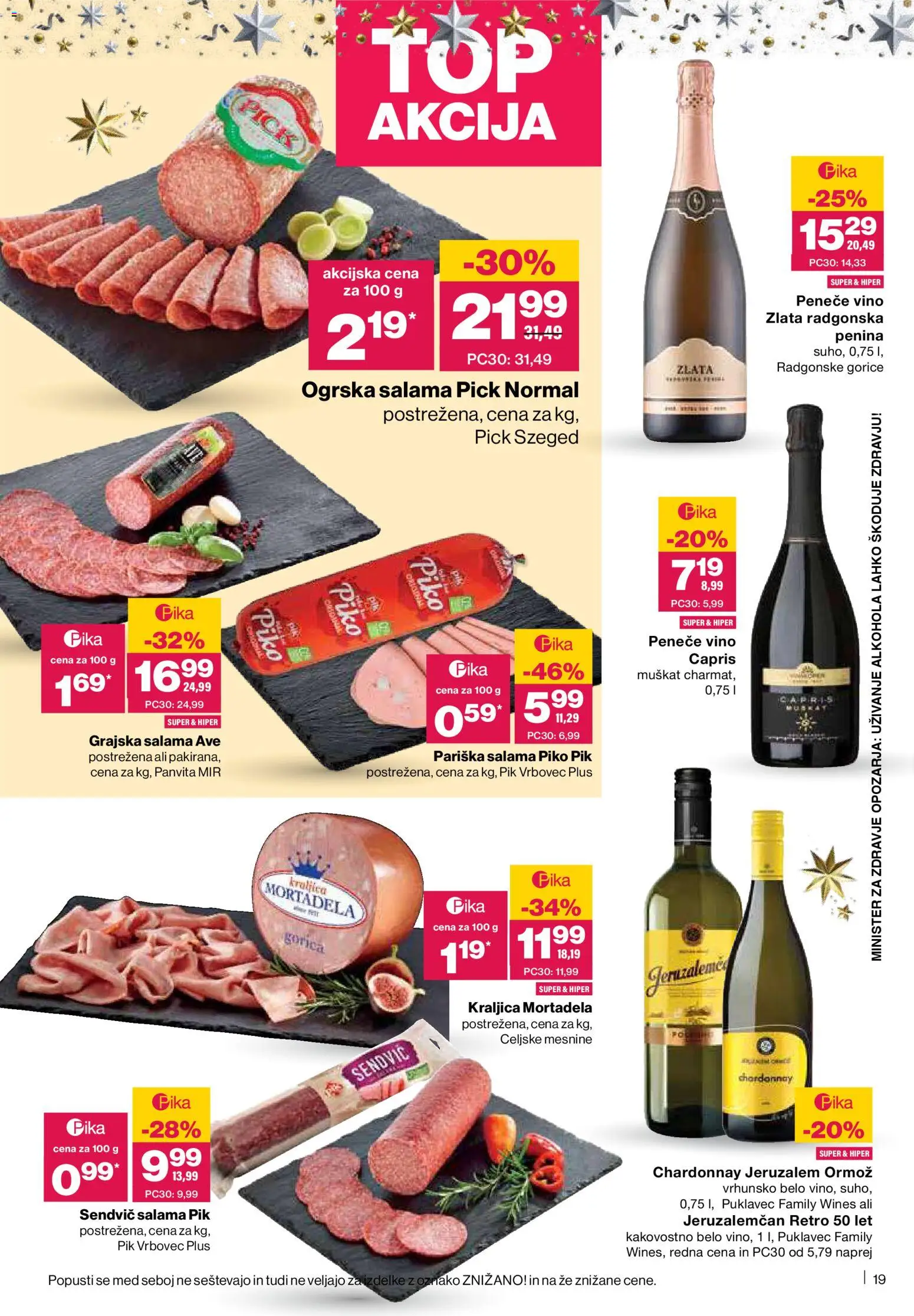 Novi Mercator katalog ponudbe – veljaven od 04.12.2025 | Stran: 19 | Izdelki: Mortadela, Penina, Salama, Vino