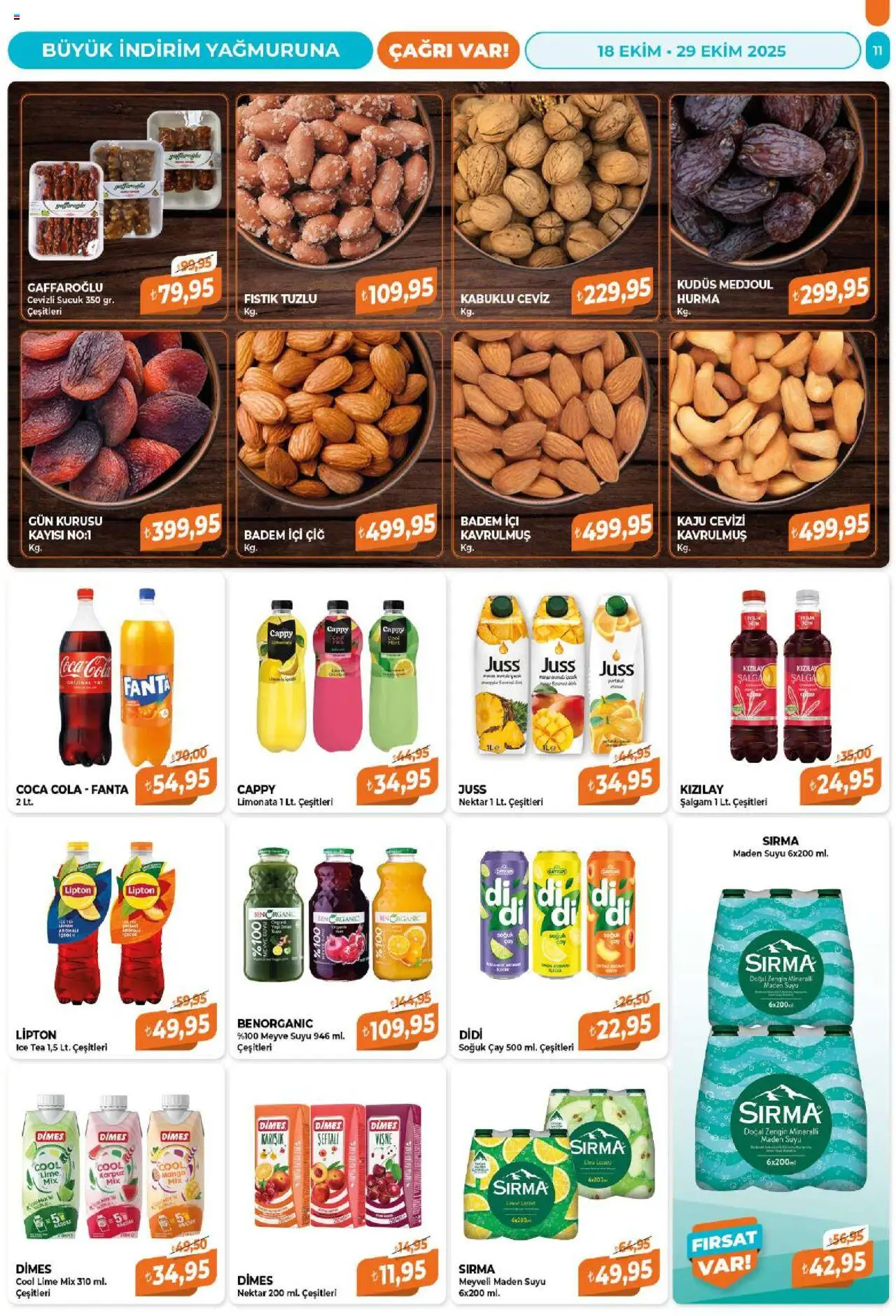 Çağrı Market Katalog - 18.10.2025 tarihinden itibaren geçerlidir | Sayfa: 11 | Ürünler: Meyve suyu, Çay, Karpuz, Maden suyu