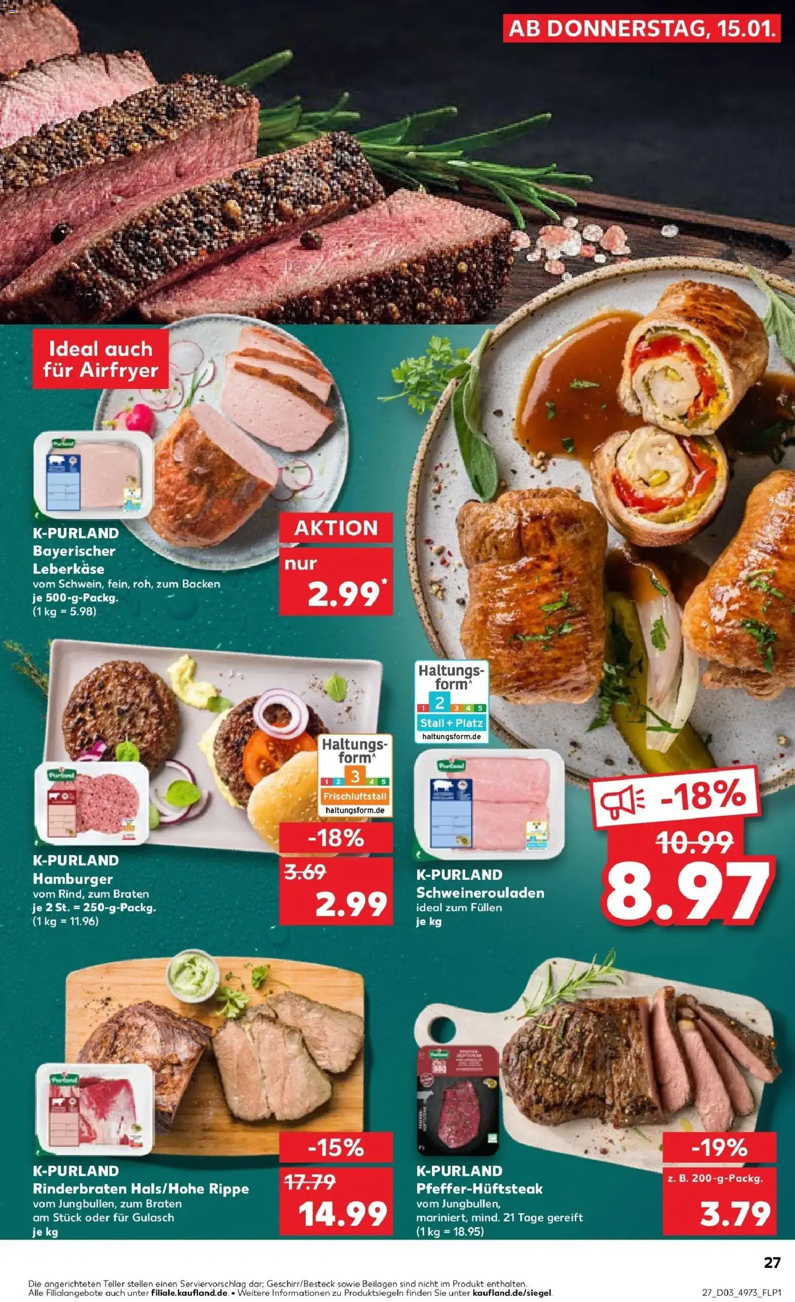 Kaufland prospekt Hildesheim	 – gültig ab 15.01.2026 | Seite: 27 | Produkte: Rinderbraten, Gulasch, Leberkase