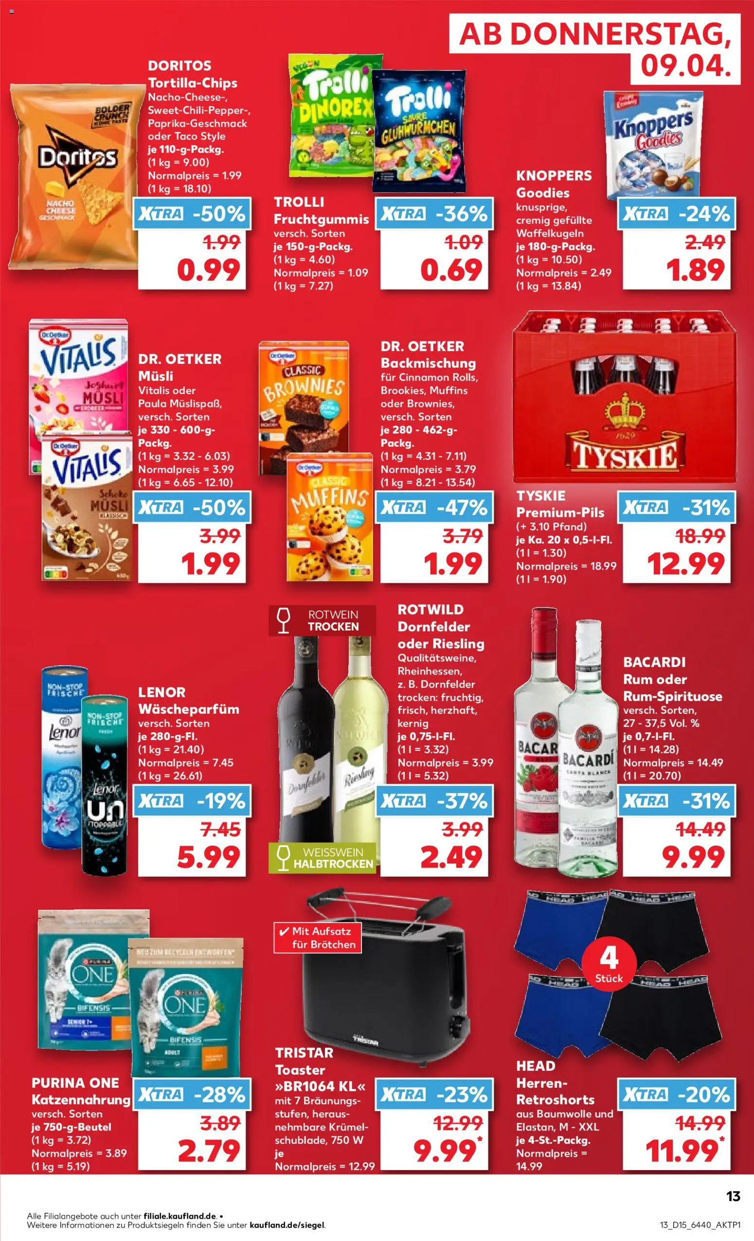 Kaufland Prospekt Hannover	 – gültig ab 09.04.2026 | Seite: 13 | Produkte: Purina one, Tyskie, Toaster, Rotwein