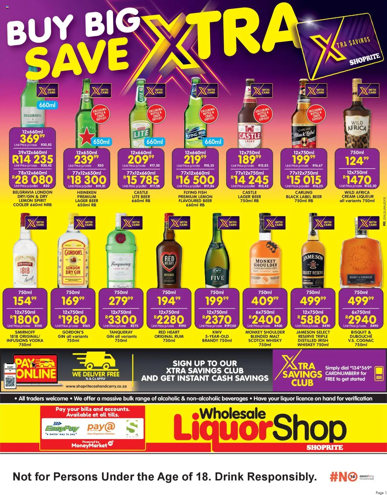 Shoprite - Wholesale LiquorShop Deals │ valid from 18.08.2025 | Page: 1 | Products: Crate, Cream, Vodka, Whiskey