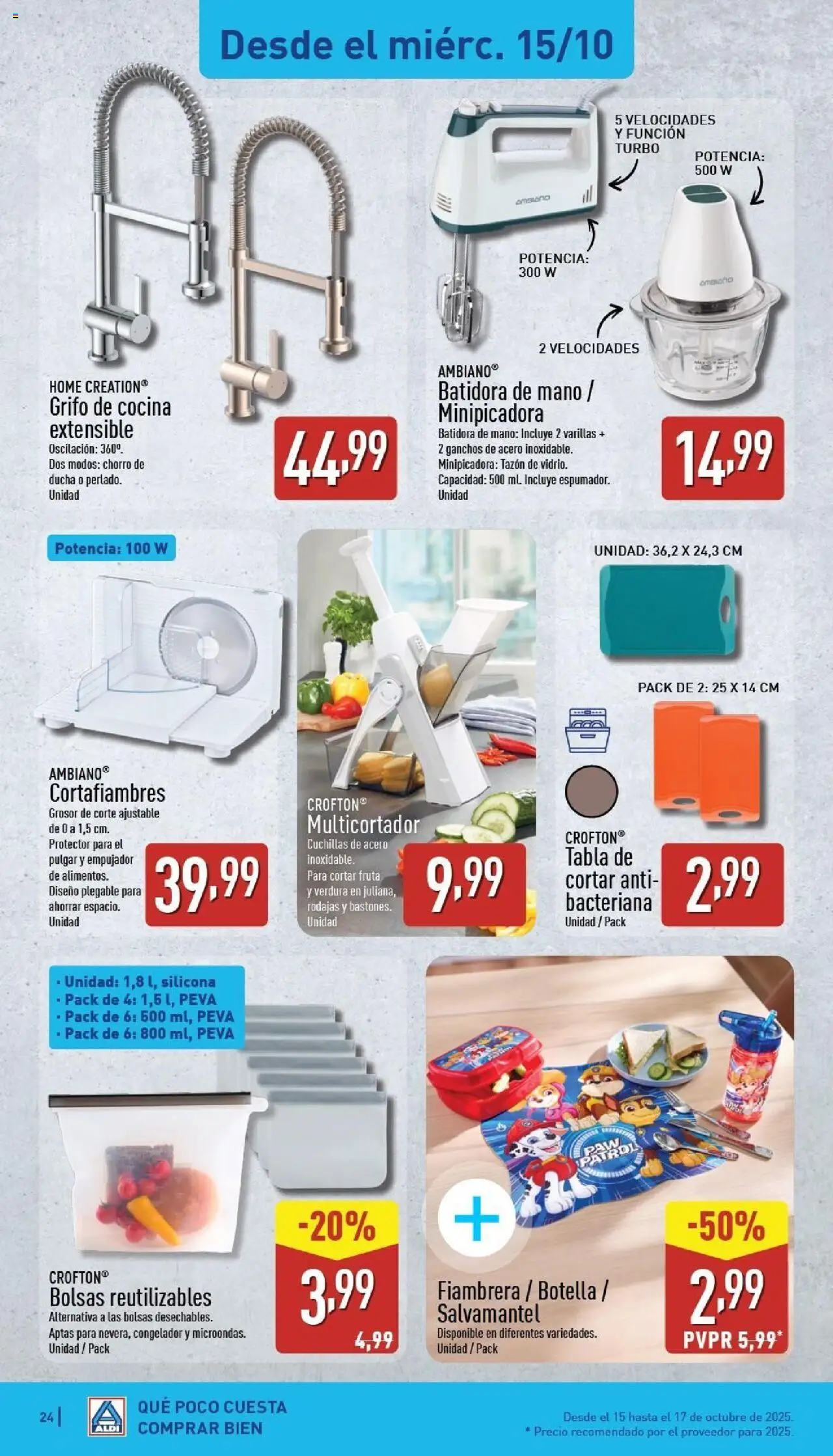 Aldi folleto Península │ válido desde el 13.10.2025 | Página: 24 | Productos: Tabla de cortar, Fiambrera, Cocina, Batidora