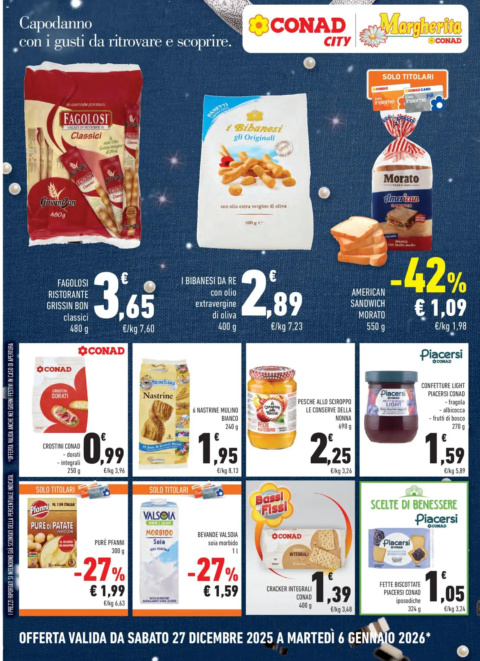 Volantino Conad del 27.12.2025 | Pagina: 14 | Prodotti: Fiocchi, Patate, Olio, Crackers
