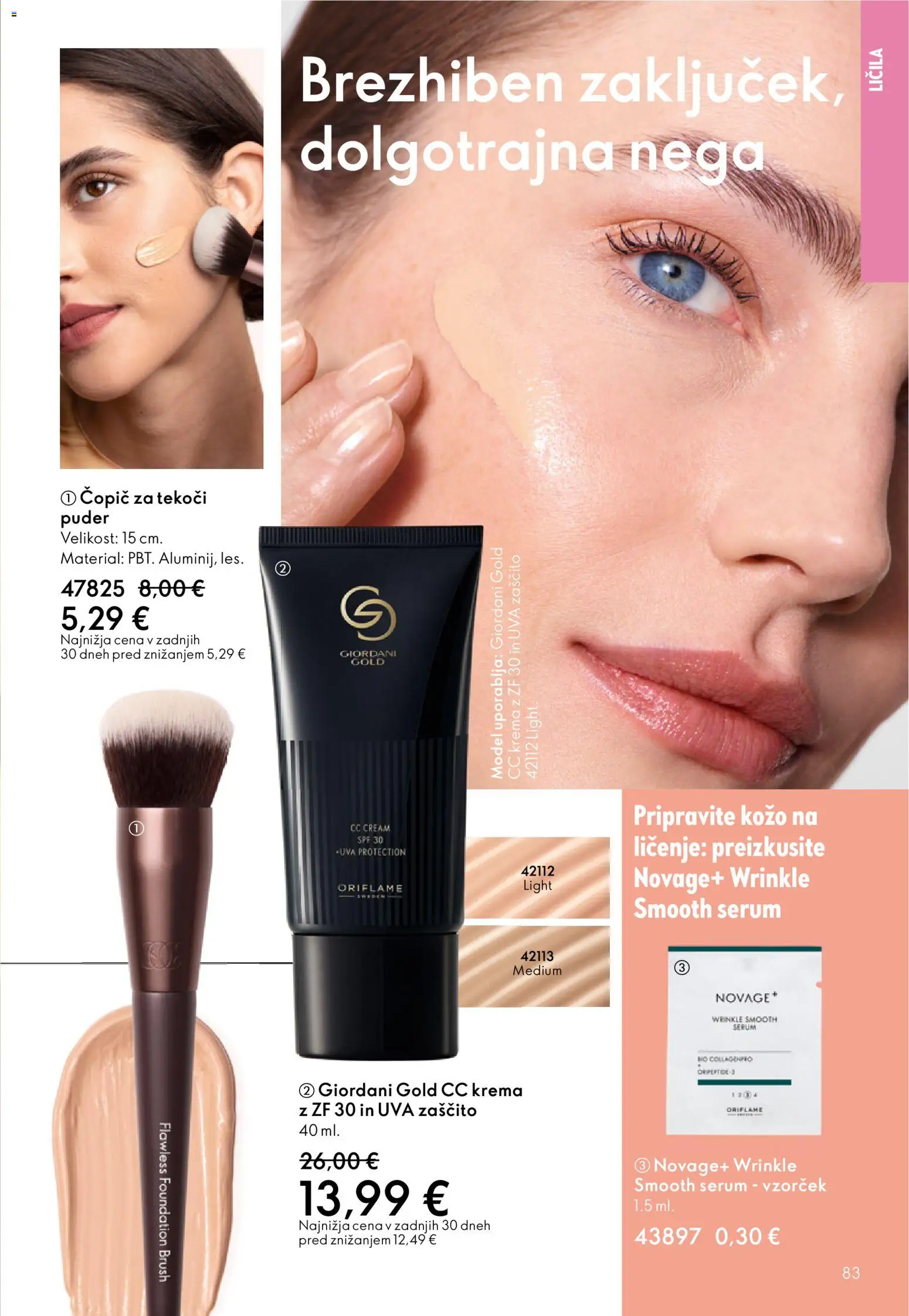 Novi Oriflame katalog ponudbe – veljaven od 19.11.2025 | Stran: 83 | Izdelki: Licila, Puder, Cc krema, Krema