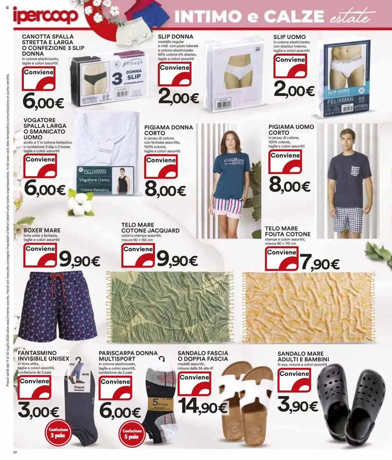 Volantino Ipercoop del 17.07.2025 | Pagina: 22 | Prodotti: Smanicato, Slip, Data, Stampa