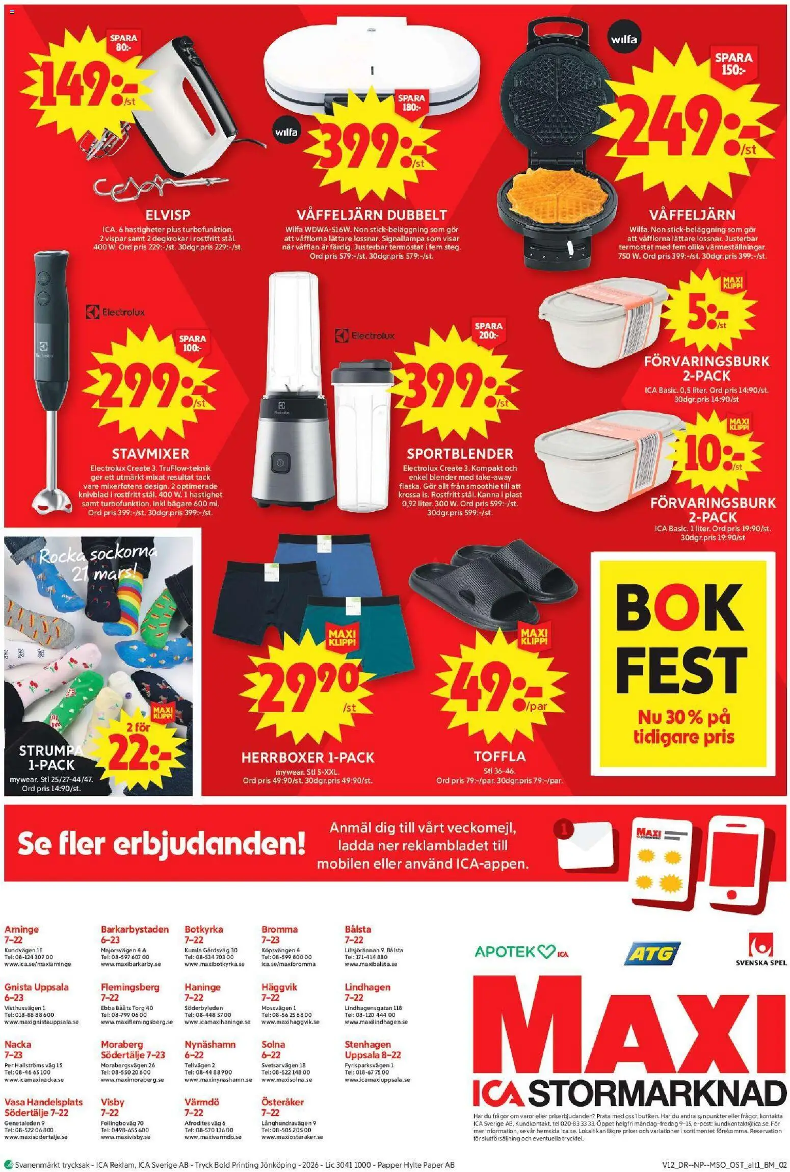 ICA Maxi reklamblad aktuell från 16.03.2026 | Sida: 13 | Produkter: Boxers, Papper, Stavmixer, Våffeljärn