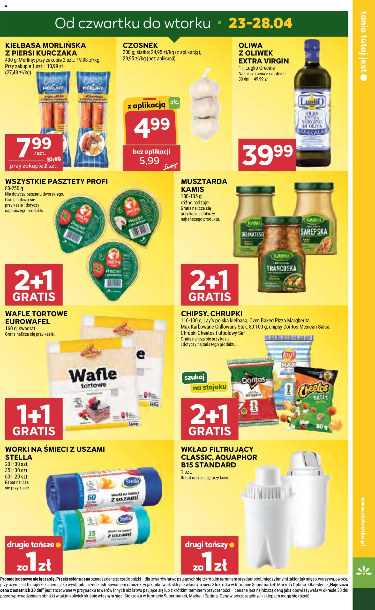 Stokrotka gazetka - Market od 23.04.2026 | Strona: 7 | Produkty: Kiełbasa, Stokrotka, Wafle tortowe, Lays