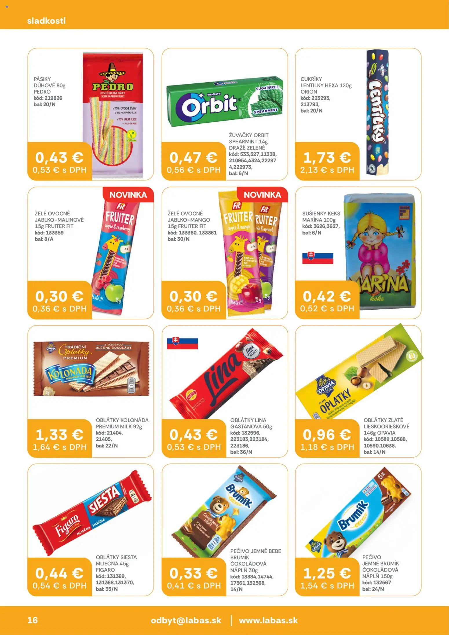 Nové Labaš akcie – leták je platný od 27.03.2026 | Strana: 16 | Produkty: Apple, Cukríky, Mango