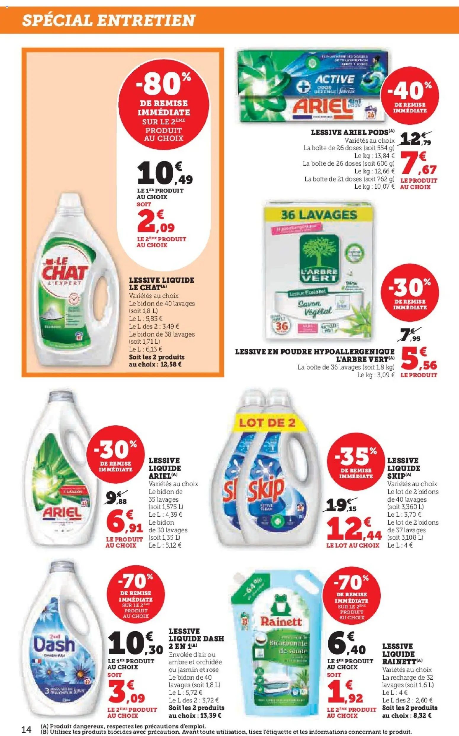 {H1} | Page: 14 | Produits: Ariel, Poudre, Lessive Liquide, Lessive