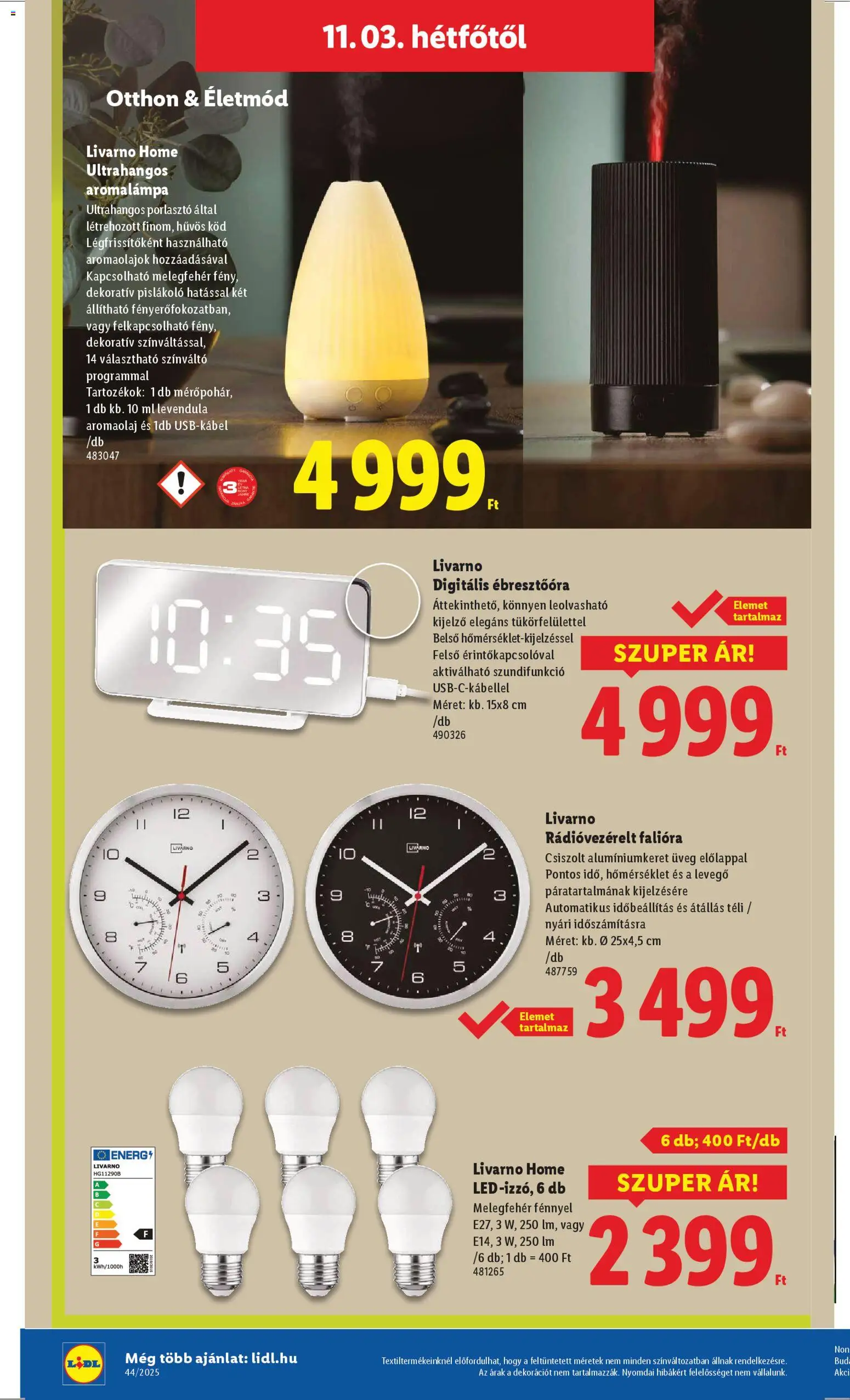 Lidl akciós ujság - amely érvényes a következő dátumtól: 30.10.2025 | Oldal: 36 | Termékek: Falióra, Ébresztőóra, Levendula