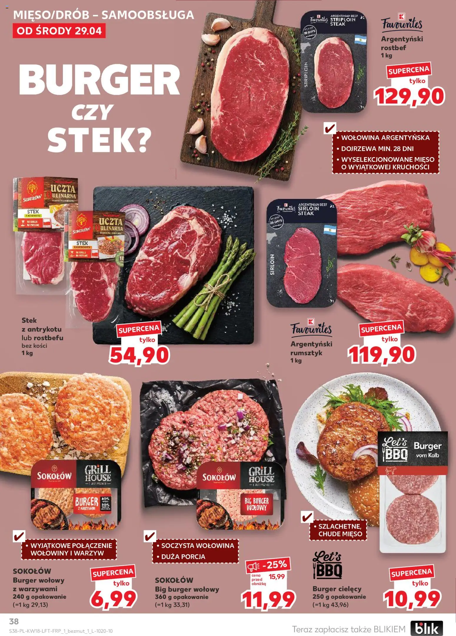 Kaufland gazetka od 29.04.2026 | Strona: 38 | Produkty: Burger wołowy, Mięso, Grill, Wołowina