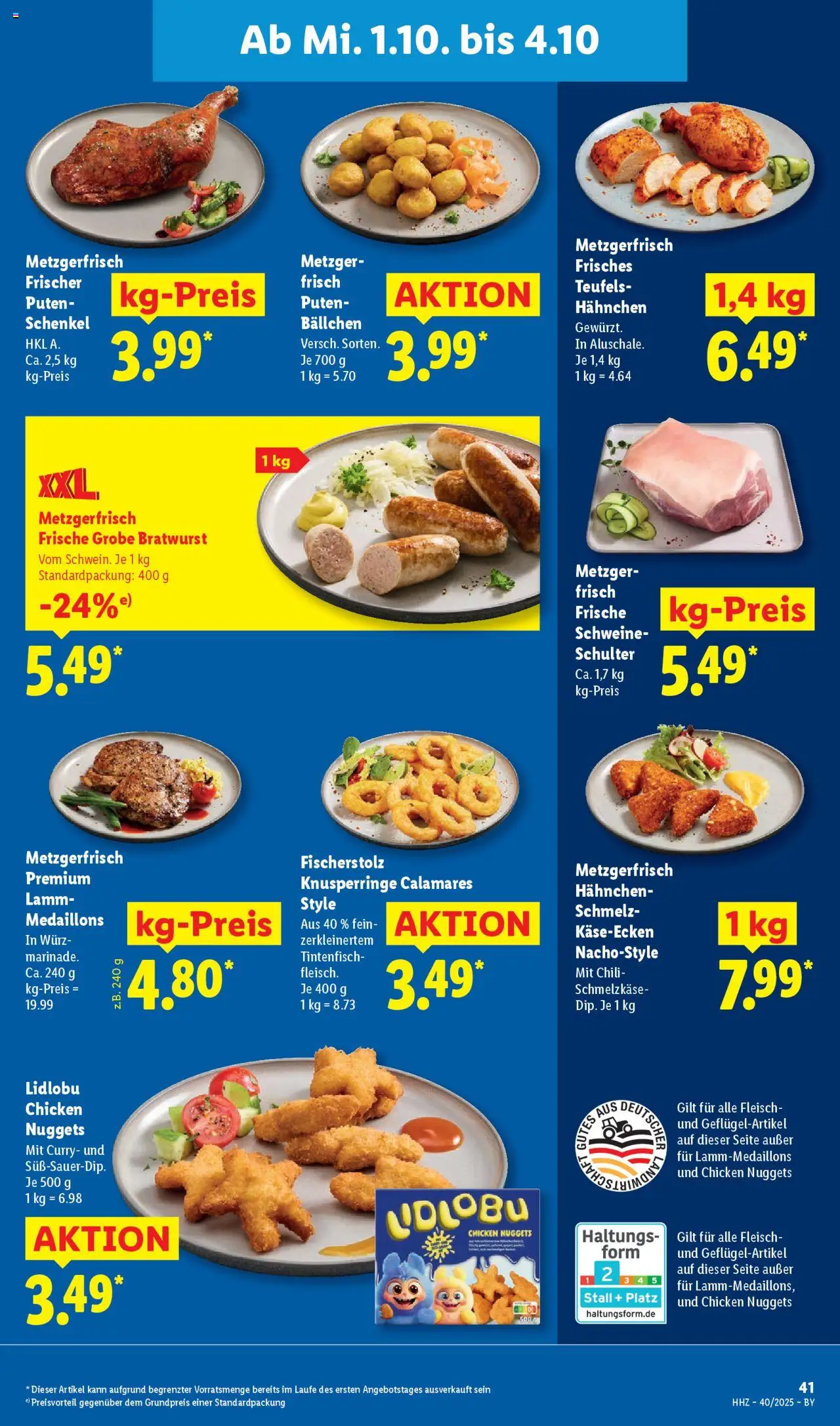 Lidl Prospekt Uffenheim – gültig ab 29.09.2025 | Seite: 61 | Produkte: Hahnchen, Bratwurst, Tintenfisch, Chili
