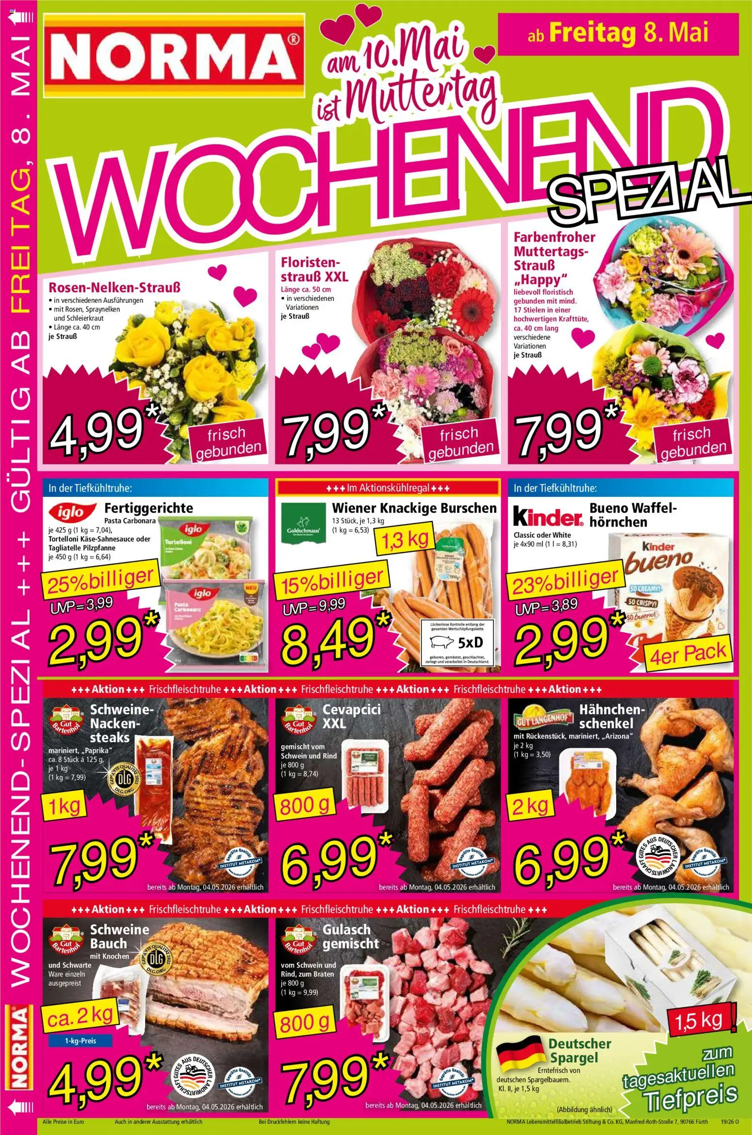 Norma Prospekt 	 – gültig ab 04.05.2026 | Seite: 18 | Produkte: Iglo, Kinder bueno, Gulasch, Fertiggerichte